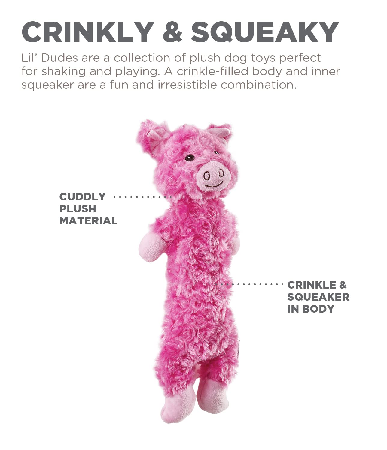 Outward Hound By Charming Pet Lil' Dudes Pig Plush Squeaky Dog Toy