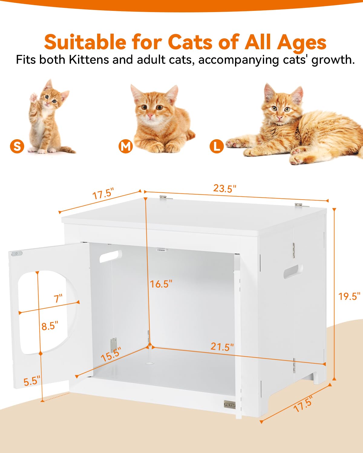 PETSFIT Cat Litter Box Enclosure Folding Furniture, Unfold to Use, No Assembly Needed, Litter Box Furniture as Cat House, End Ta