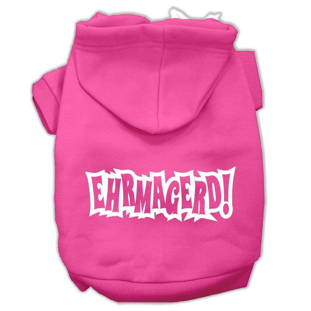 Mirage Pet Products 14&quot; Ermahgerd Screen Print Pet Hoodie, Large, Bright Pink
