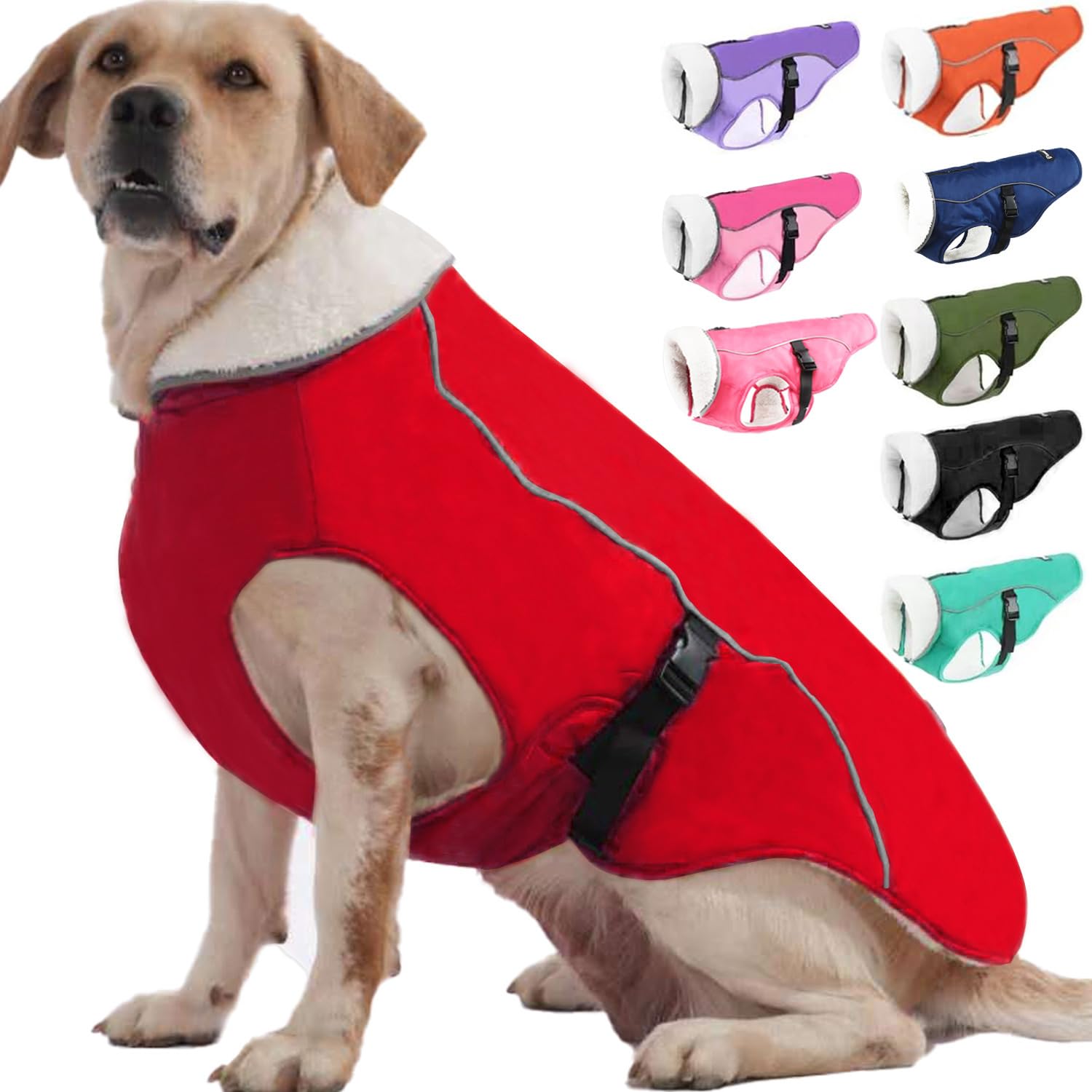 Emust Dog Jacket Winter, Cozy Windproof Dog Jacket For Cold Weather, Solid Color Dog Vests For Winter For Medium Dogs, Red M