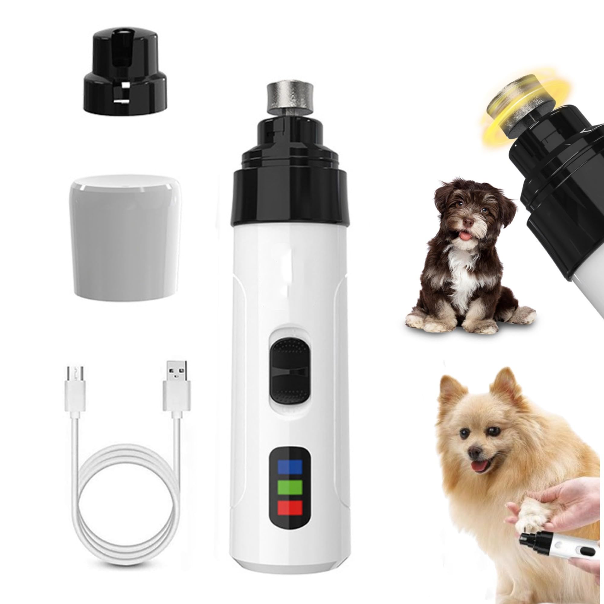 Heusom Silent Groom Pro Nail Grinder, 2025 New Heusom Dog Nail Trimmer, Rechargeable USB Charging Pet Nail Grinders for Dog, Ele