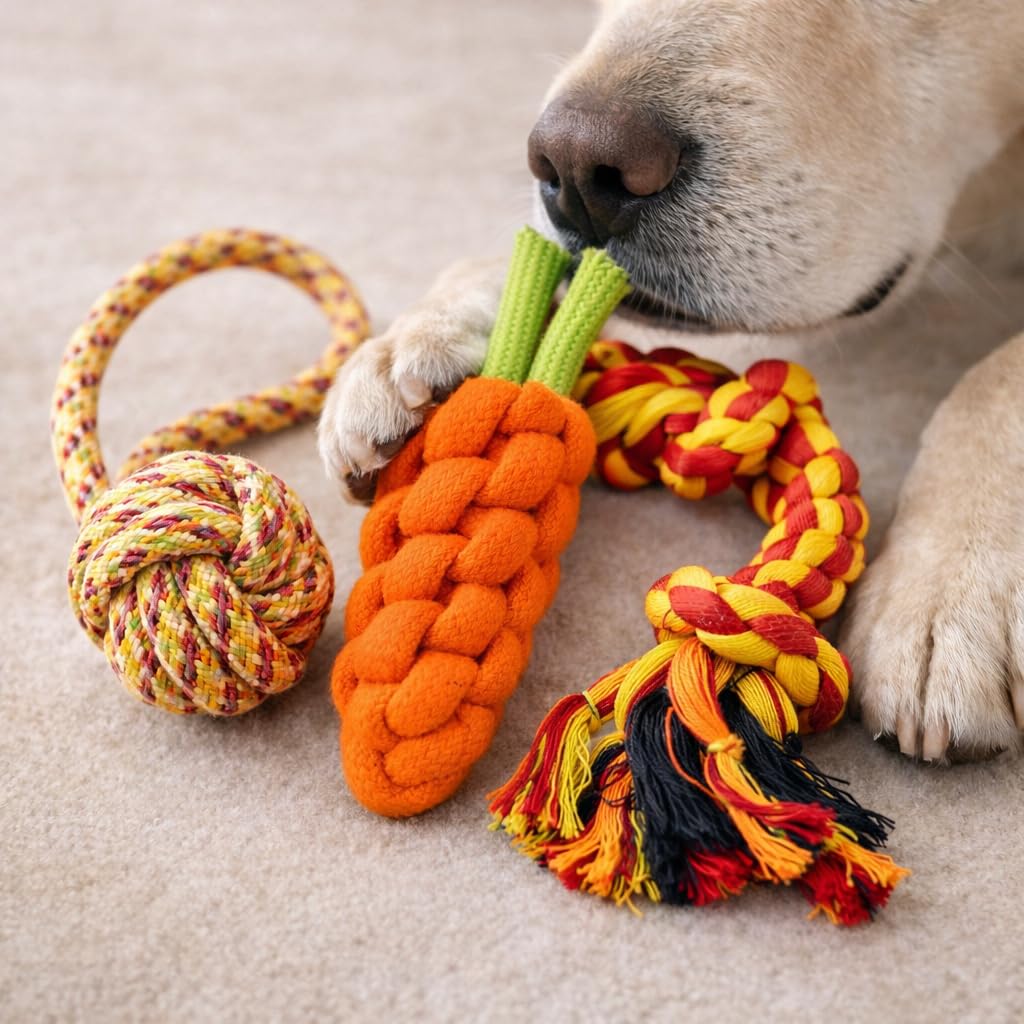 Petpals Rope Dog Toy Combo | Chew & Tug Toys For Dogs | Dental Care & Puppy Teething Cotton Dog Toy
