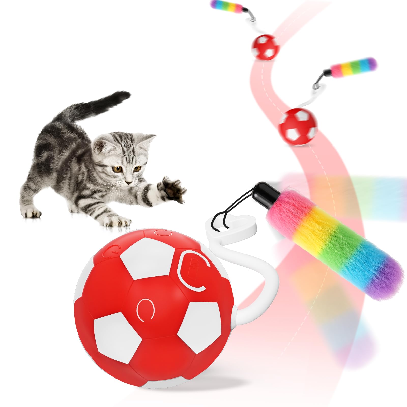 Viwik Interactive Cat Toys For Indoor Cats, Automatic Motion Activated Kitten Ball Toy, Moving Stimulation Cat Toys For Bored In