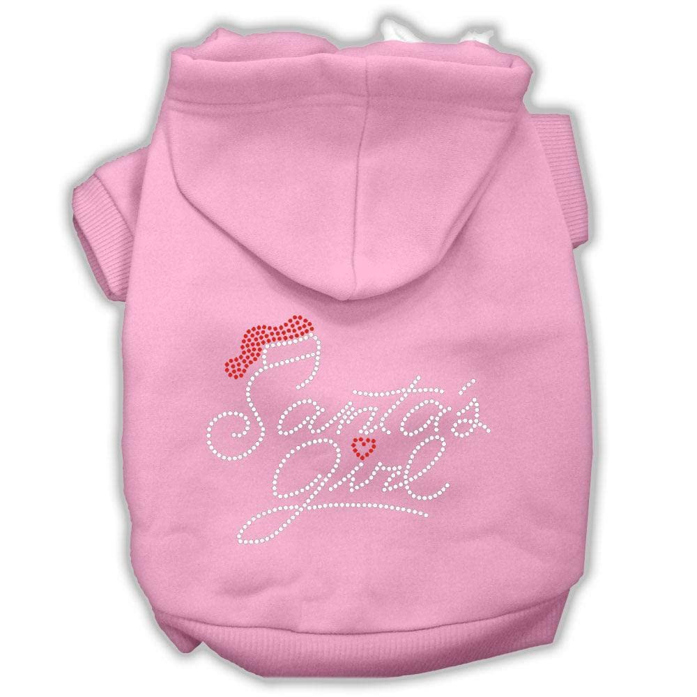 Christmas Pet, Dog & Cat Hoodie Rhinestone, 'Santa'S Girl' Light Pink Md (6-10 Lbs.)