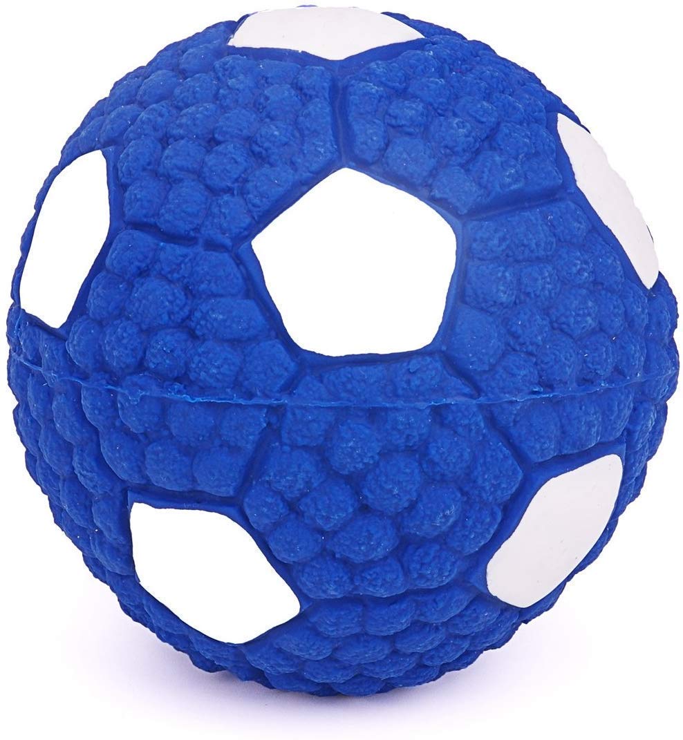 Pups&Pets Eetoys Dog Latex Squeaky Blue and White Toy for Puppy & Small Dogs Latex Squeak Toy (Football Large Size)