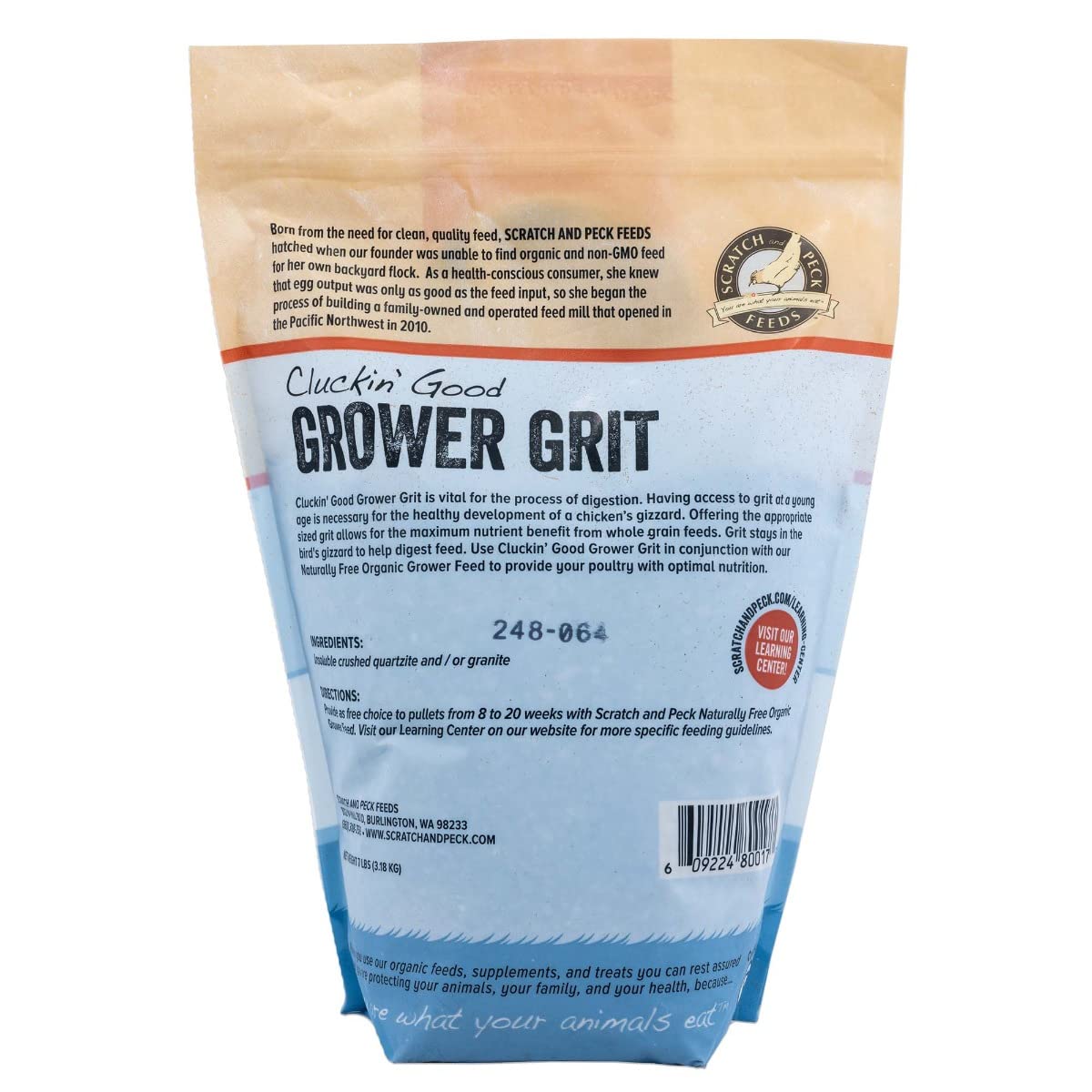 Scratch and Peck Feeds Cluckin Good Grower Grit - 7 lbs - Gizzard Development Supplement for Chickens and Ducks - Crushed Quart