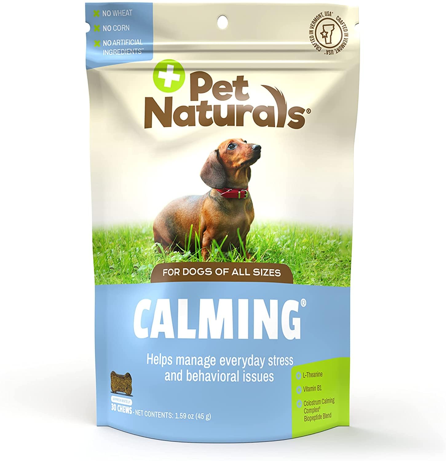 Pet Naturals Calming for Dogs, 30 Chews - Naturally Sourced Stress and Anxiety Calming Ingredients for Behavior Support - Vet Re