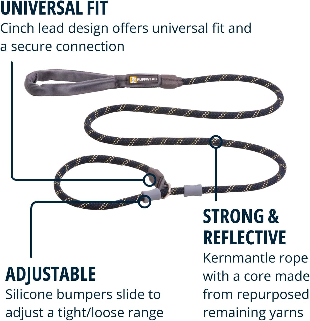 Ruffwear, Just-A-Cinch Dog Leash, 2-In-1 Lead Collar Combination, Slip Lead, Obsidian Black