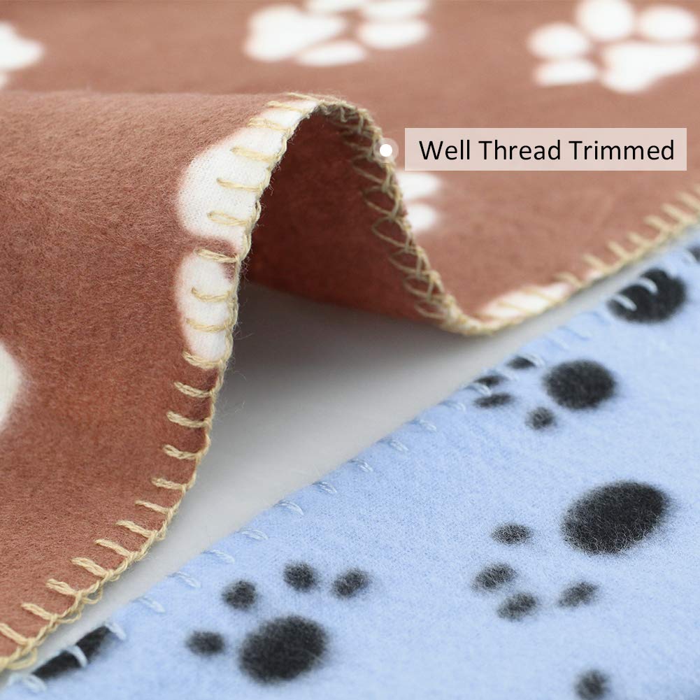 Comsmart Pet Blanket 6 Pack Soft Fleece Sleep Mat for Dogs & Cats, Paw Print, 39x35 Inches, Available in Black, Brown, Blue, Grey, Pink, White