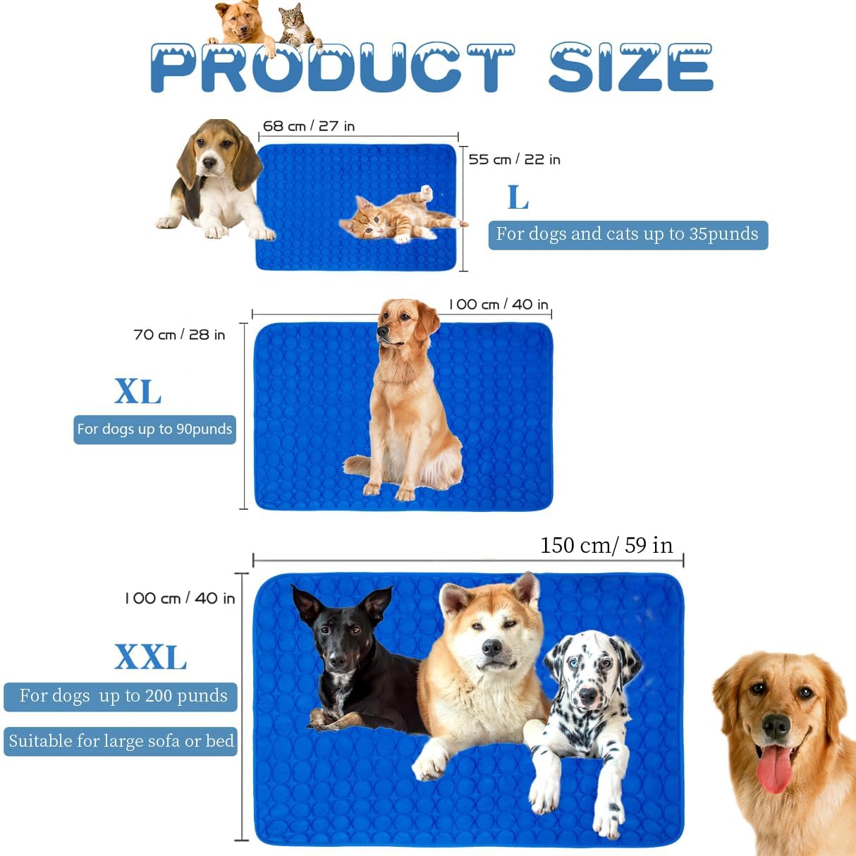 MICROCOSMOS Summer Cooling Mat & Sleeping Pad- Water Absorption Top, Materials Safe, Easy Carry, EZ Clean. Keep Cooling for Pets