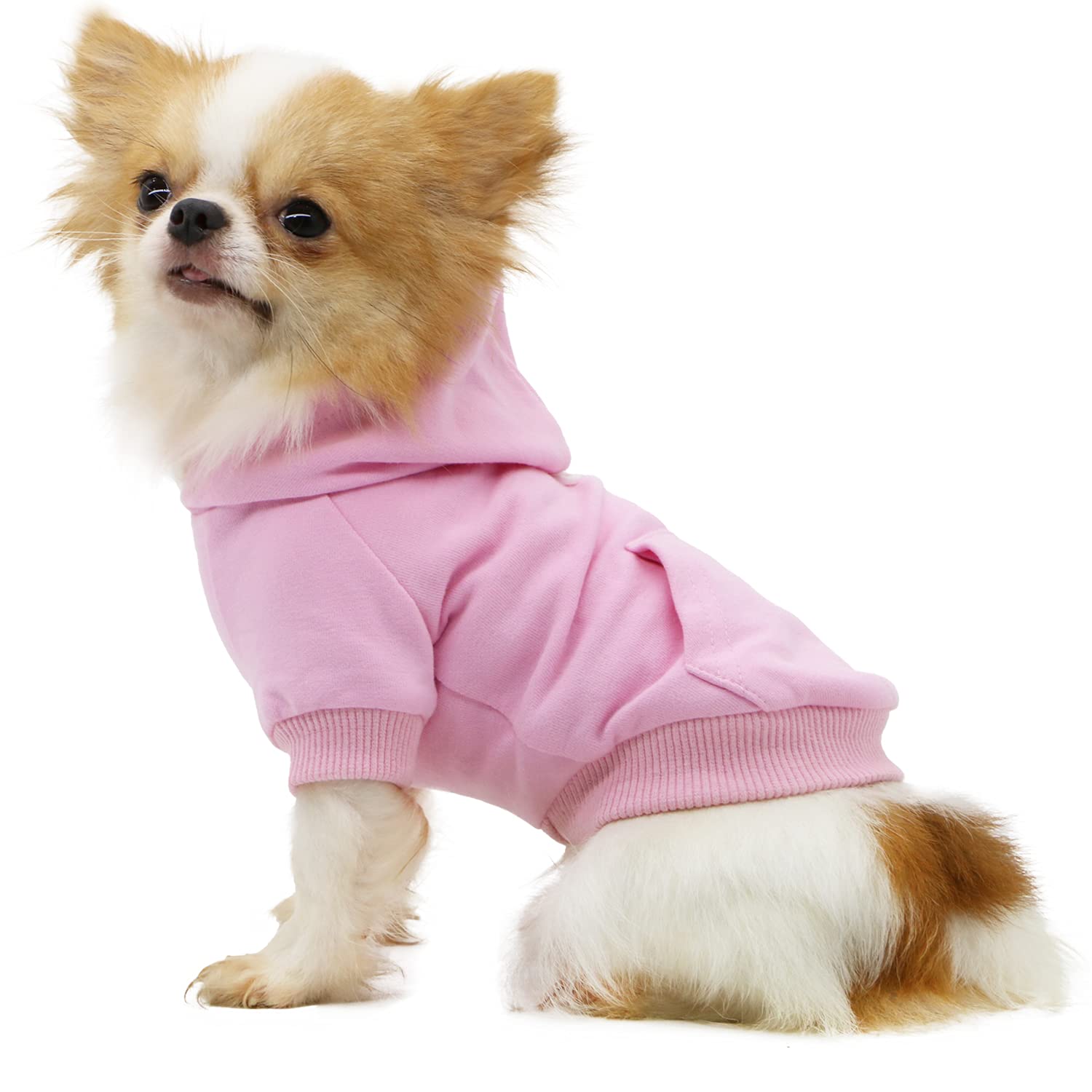Lophipets Dog Cotton Hoodies Sweatshirts For Small Dogs Chihuahua Puppy Clothes Cold Weather Coat-Pink/S