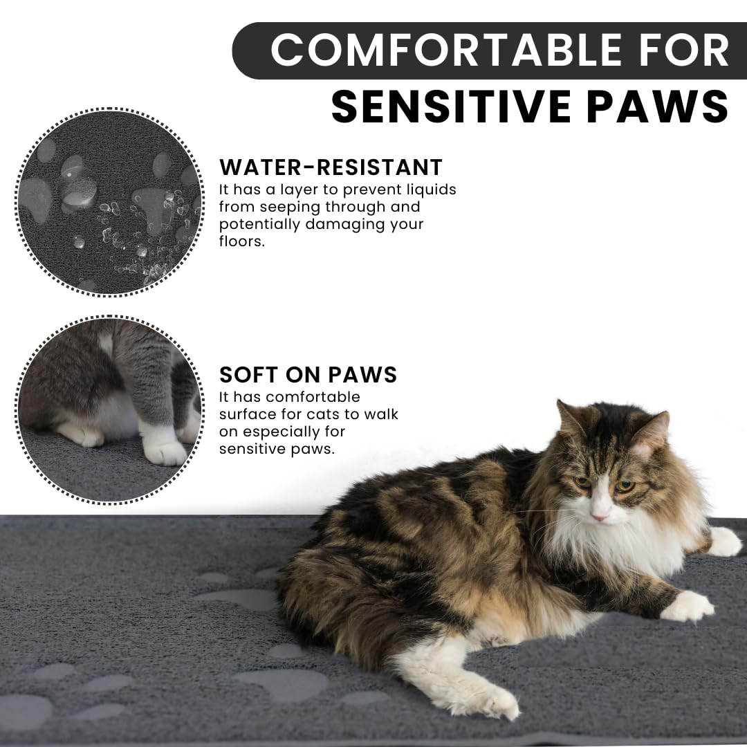 Andalus Large Cat Litter Mat, Pack Of 2 - Waterproof, Non-Slip & Easy To Clean Cat Litter Box Mat For Extra Efficient Pet Litter
