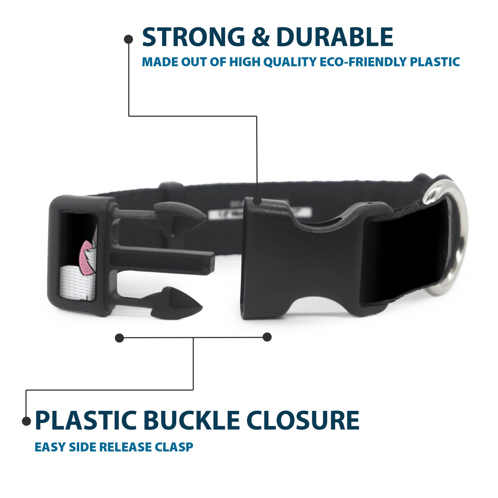 Dog Collar Plastic Clip Aristocats Marie 3 Poses Because Im A Lady Thats Why Black 11 To 17 Inches 1.0 Inch Wide