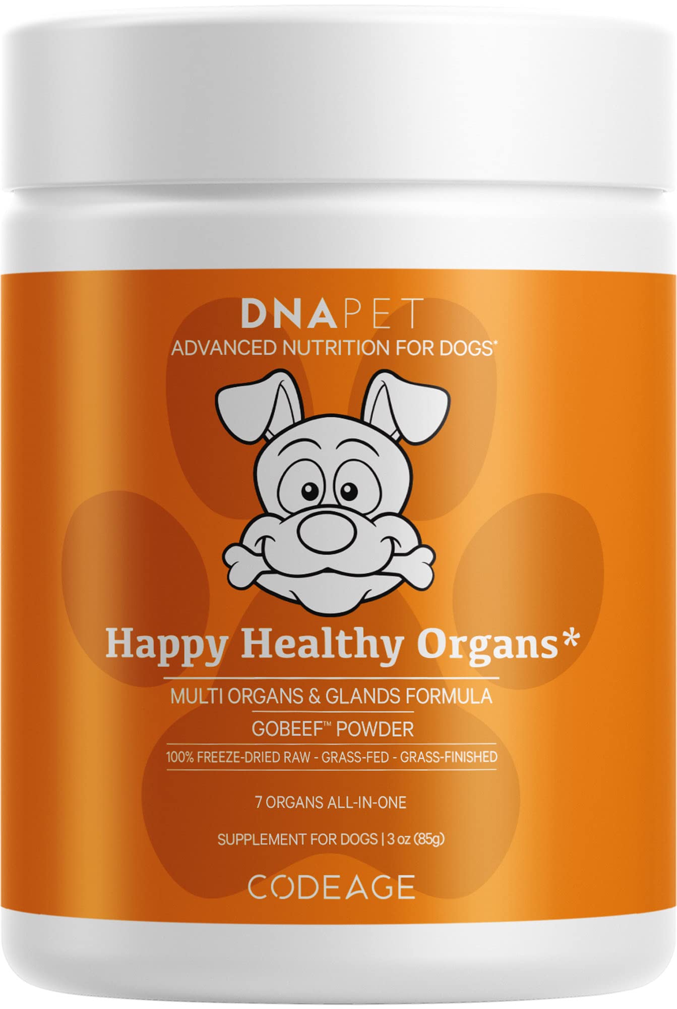 DNA PET Happy Healthy Organs & Glands Supplement for Dogs, Freeze-Dried Raw Grass-Fed Beef Liver Heart Kidney Spleen Pancreas Bo
