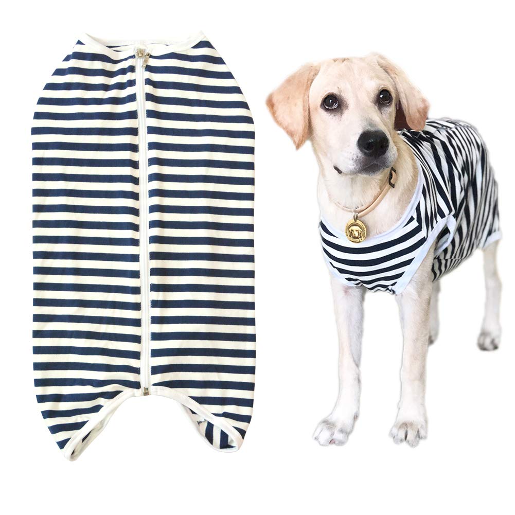 Dog’S Recovery Suit Post Surgery Shirt For Female Male Dog, E-Collar Alternative Wound Protective Clothes (Navy White-Xl)