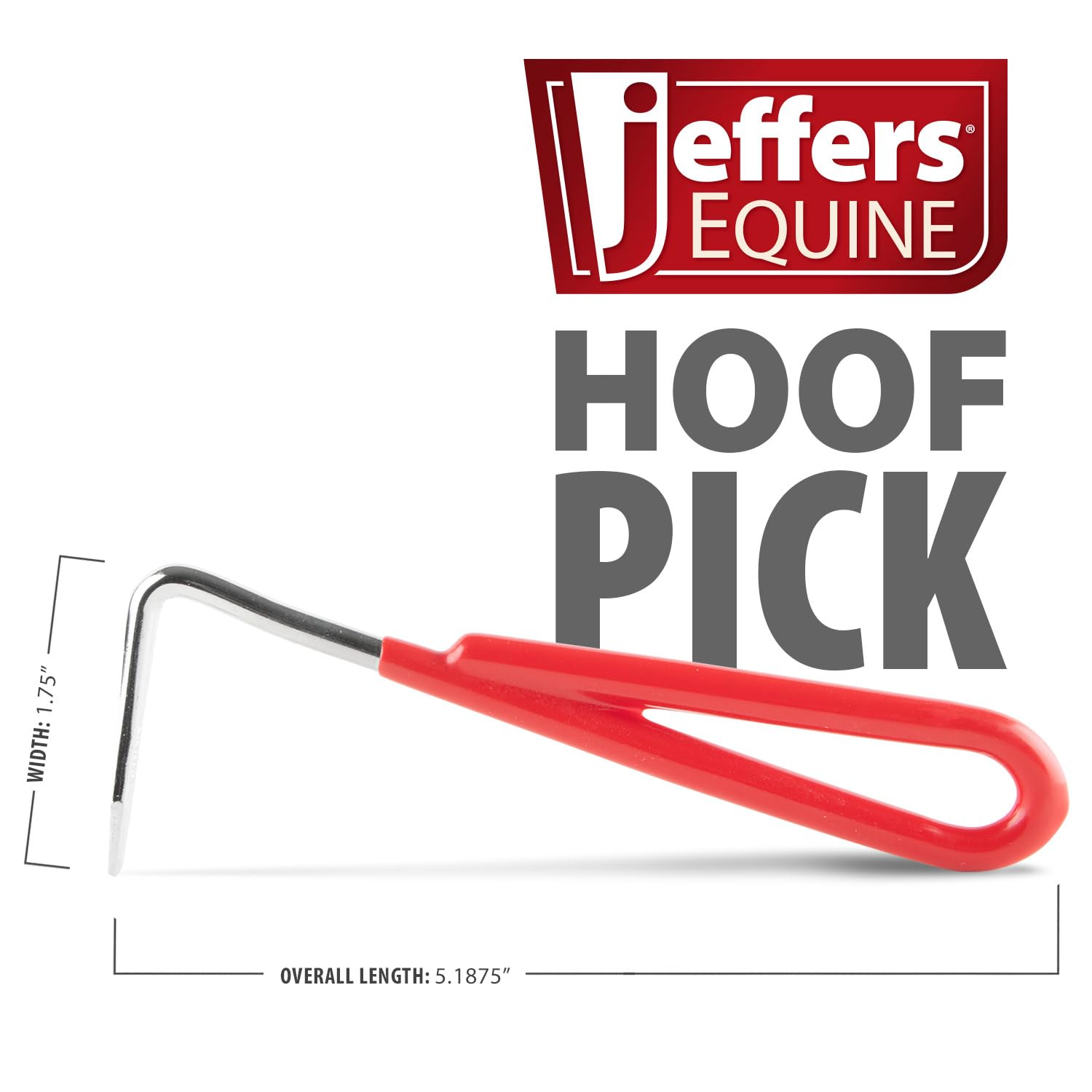 Jeffers Equine Horse Hoof Pick with Red Coated Handle for Horses, Ponies, and Miniatures - Durable Grooming Tool for Hoof Cleani