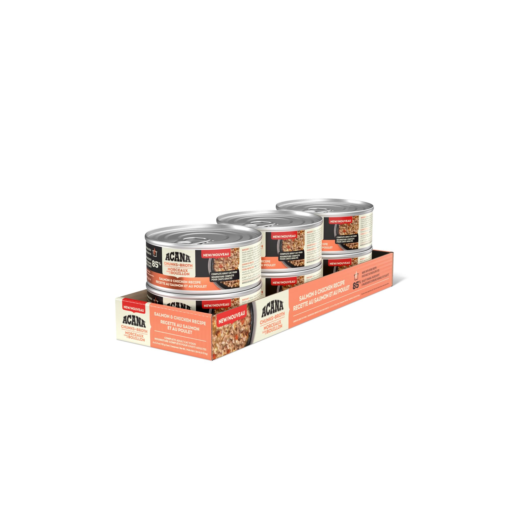 ACANA Chunks in Broth Wet Cat Food Salmon & Chicken Recipe 5.5oz Cans (6 Count)