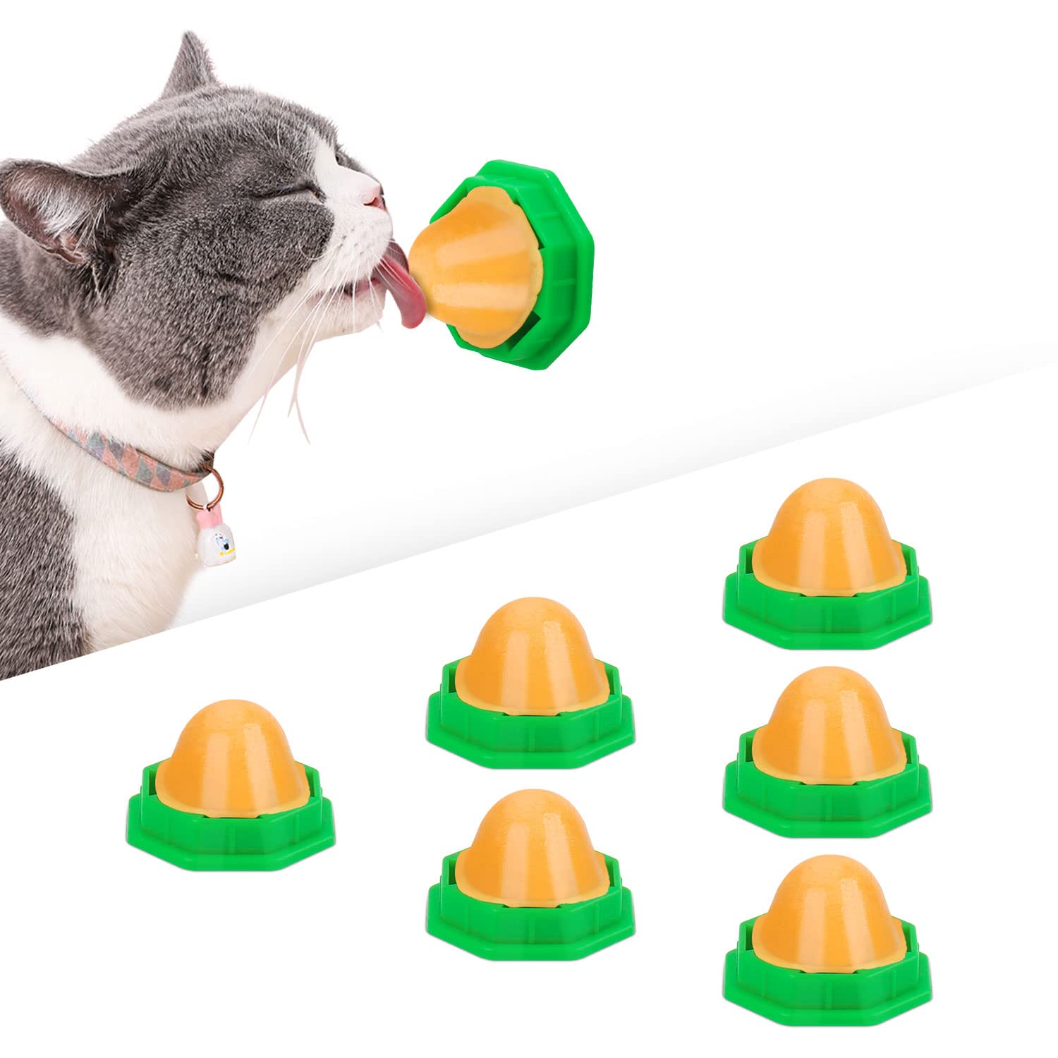 Potaroma 6 Pack Cat Energy Ball Toys, Includes Catnip, Edible Kitty Toys for Cats Lick, Safe Healthy Kitten Chew Toys, Teeth Cle
