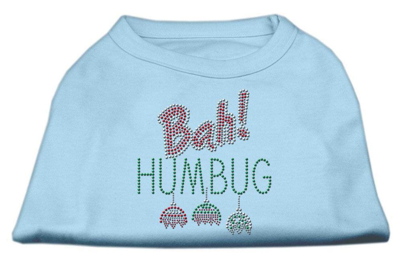 Christmas Pet Dog & Cat Shirt Rhinestone, 'Bah Humbug' Blue 2Xl (20-25 Lbs.)
