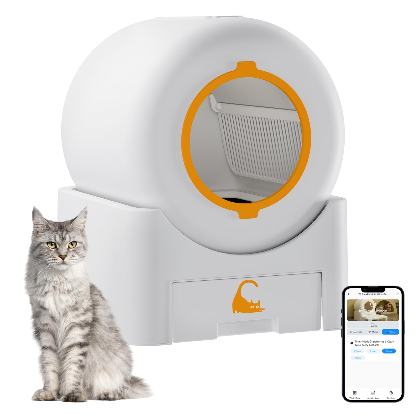 Self Cleaning Litter Box, Large Capacity Automatic Litter Box with Auto Safety Sensors for Safety Protection Enhanced Whisper-Qu