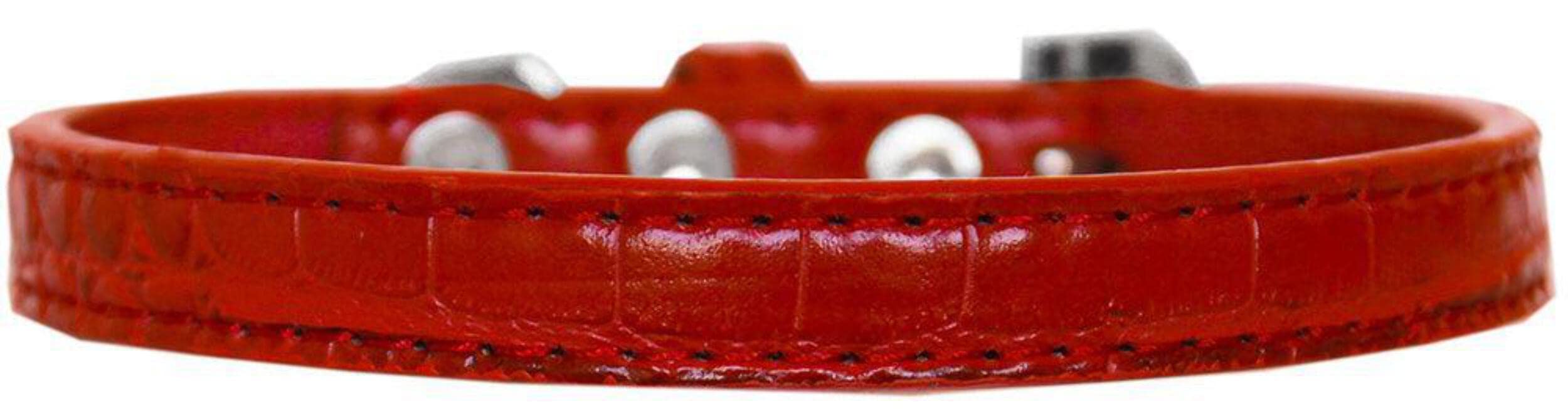 Dog, Puppy & Pet Designer Croc Collar, &quot;Wichita Plain 1/2&quot; Wide&quot; Red 16