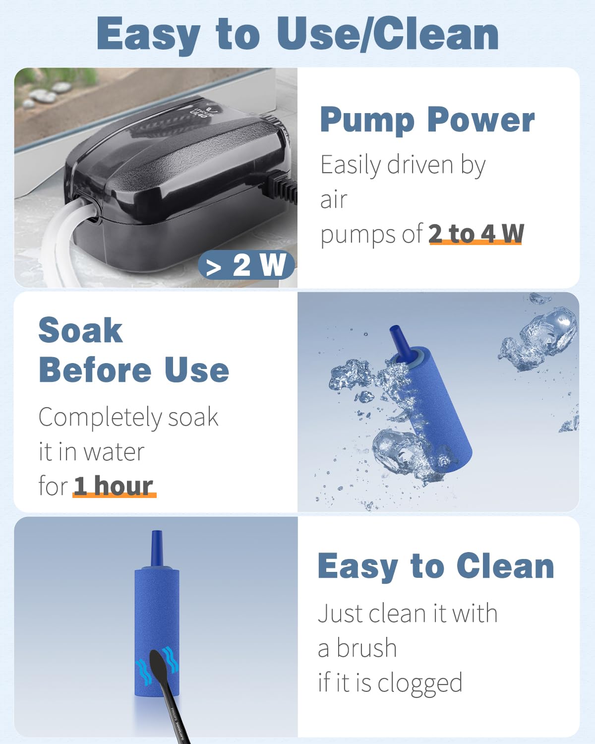 Pawfly Aquarium 2 Inch Air Stone Cylinder Blue Bubble Diffuser Release Tool For Nano Air Pumps Small Fish Tanks Buckets And Dwc