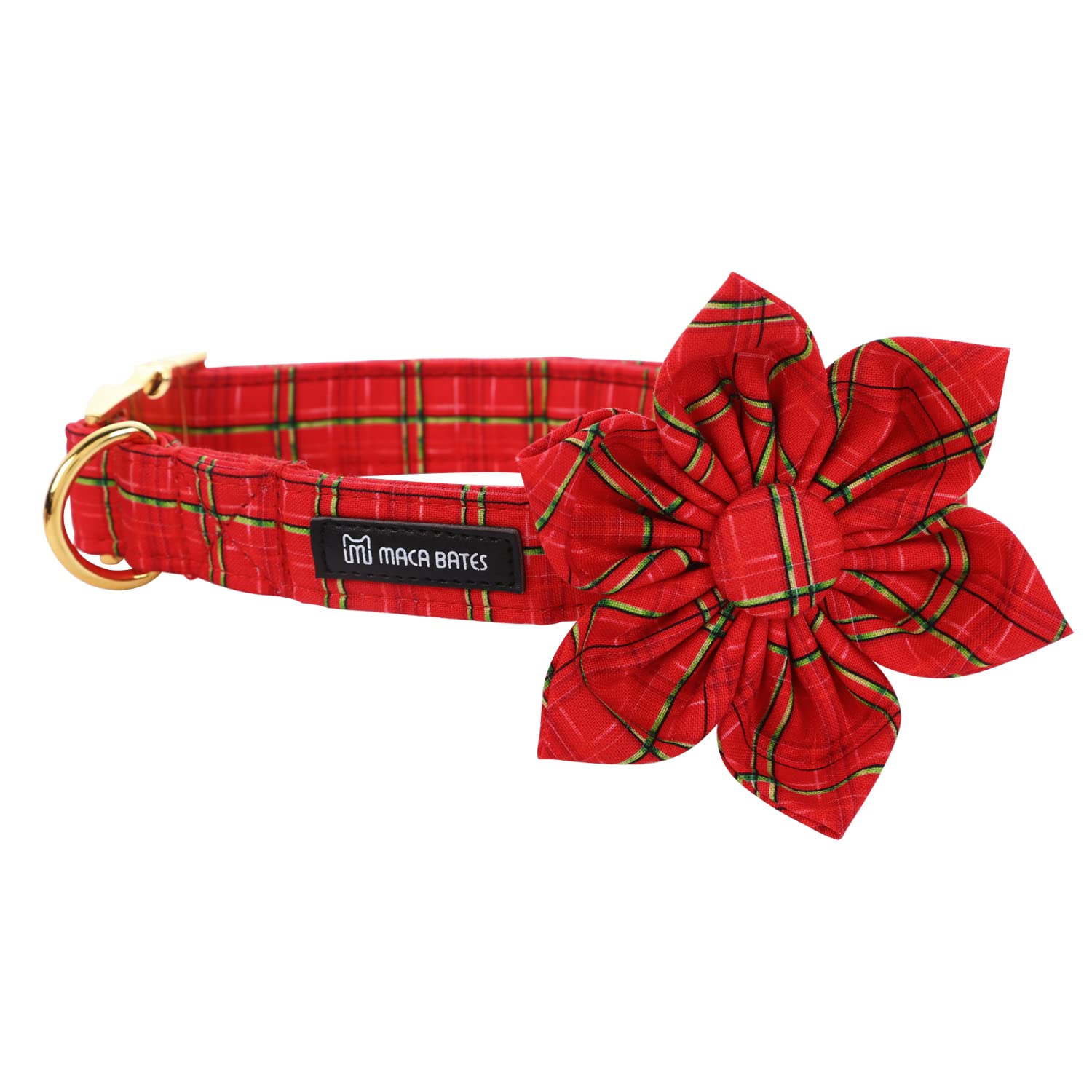 Maca Bates Christmas Dog Collar With Bow Tie & Flower Tie, Dog Bandana For Small Medium Large Dogs,Elk Christmas Tree Winter Dog Collar With Adjustable Metal Buckle