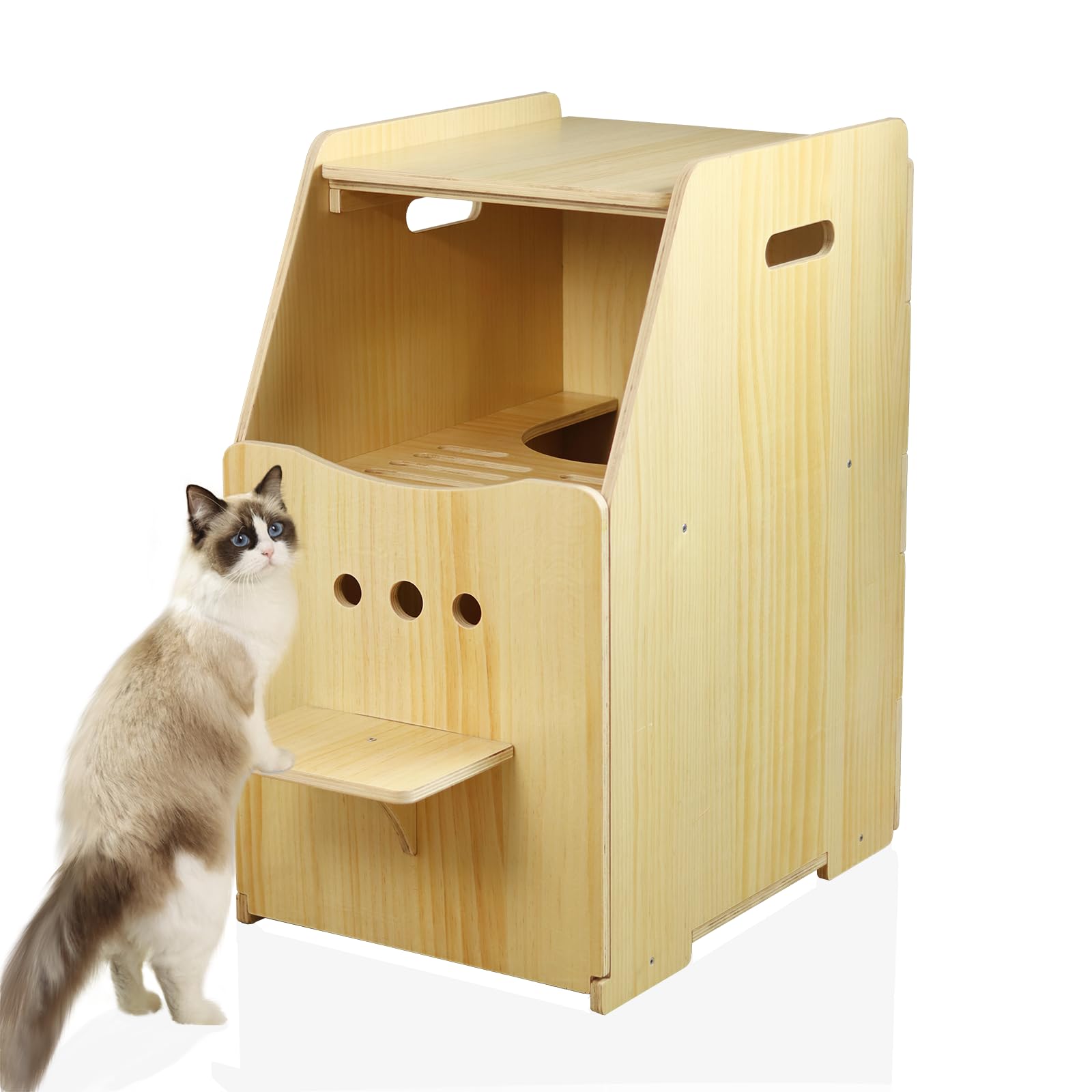 ankuliy Cat Litter Box Enclosure,Enclosed Litter Boxes,Top Entry Cat Enclosure Furniture,Tall Enclosed Pet Cabinet, Wooden Washr