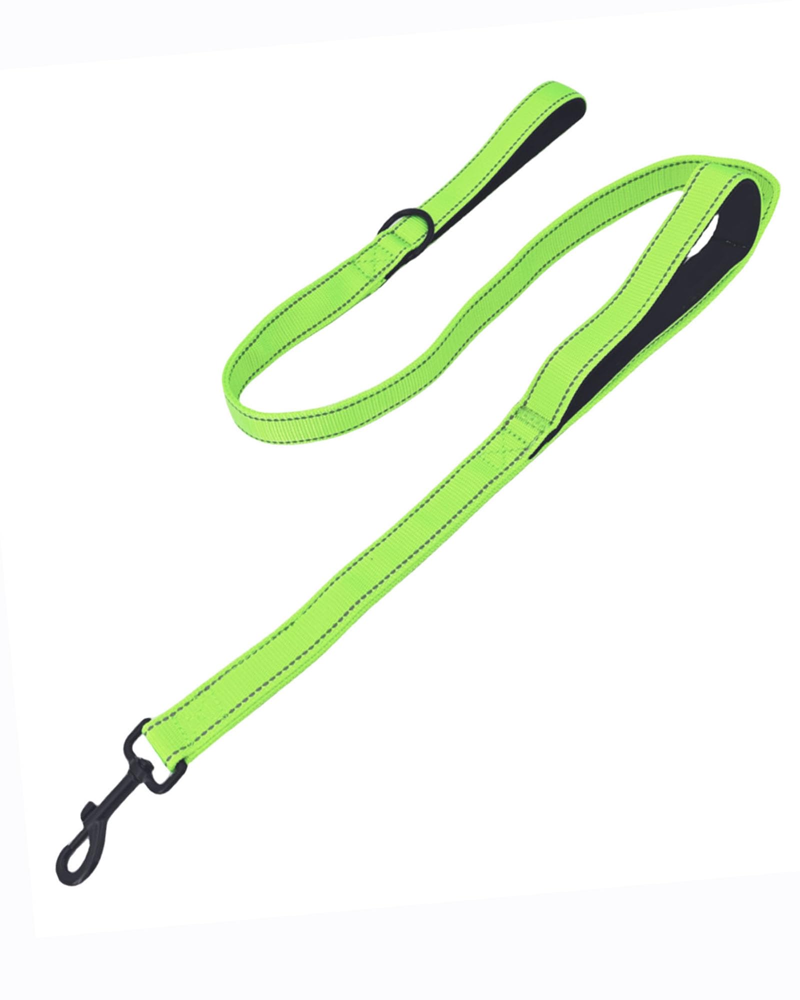 Solmoony 4Ft Green Strong Dog Leash With 2 Padded Handles, Traffic Handle Extra Control, Double-Sided Reflective Walking Lead Fo