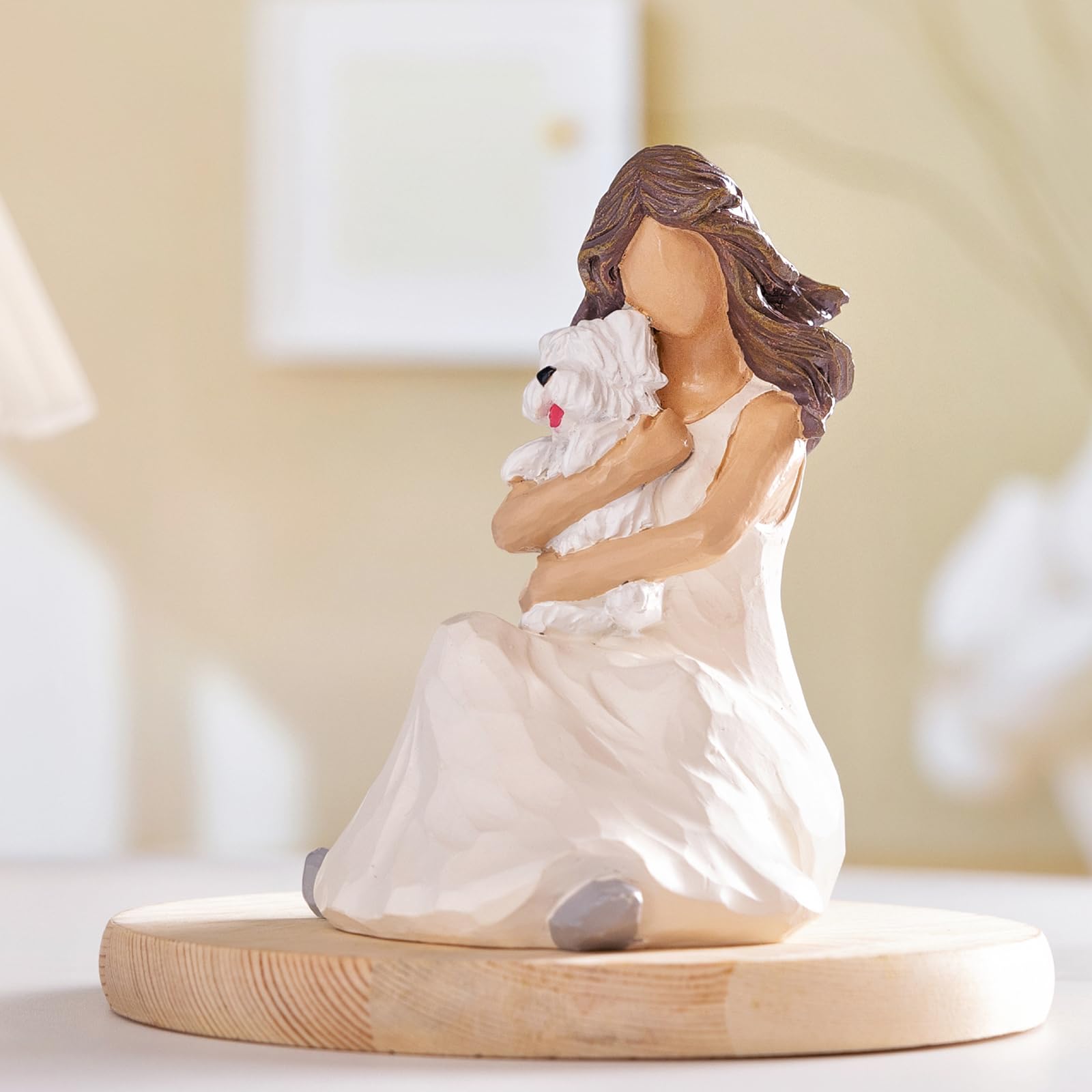 BUTILIVEEN Resin Dog Figurine for Dog Lovers - White Sympathy Memorial Gift