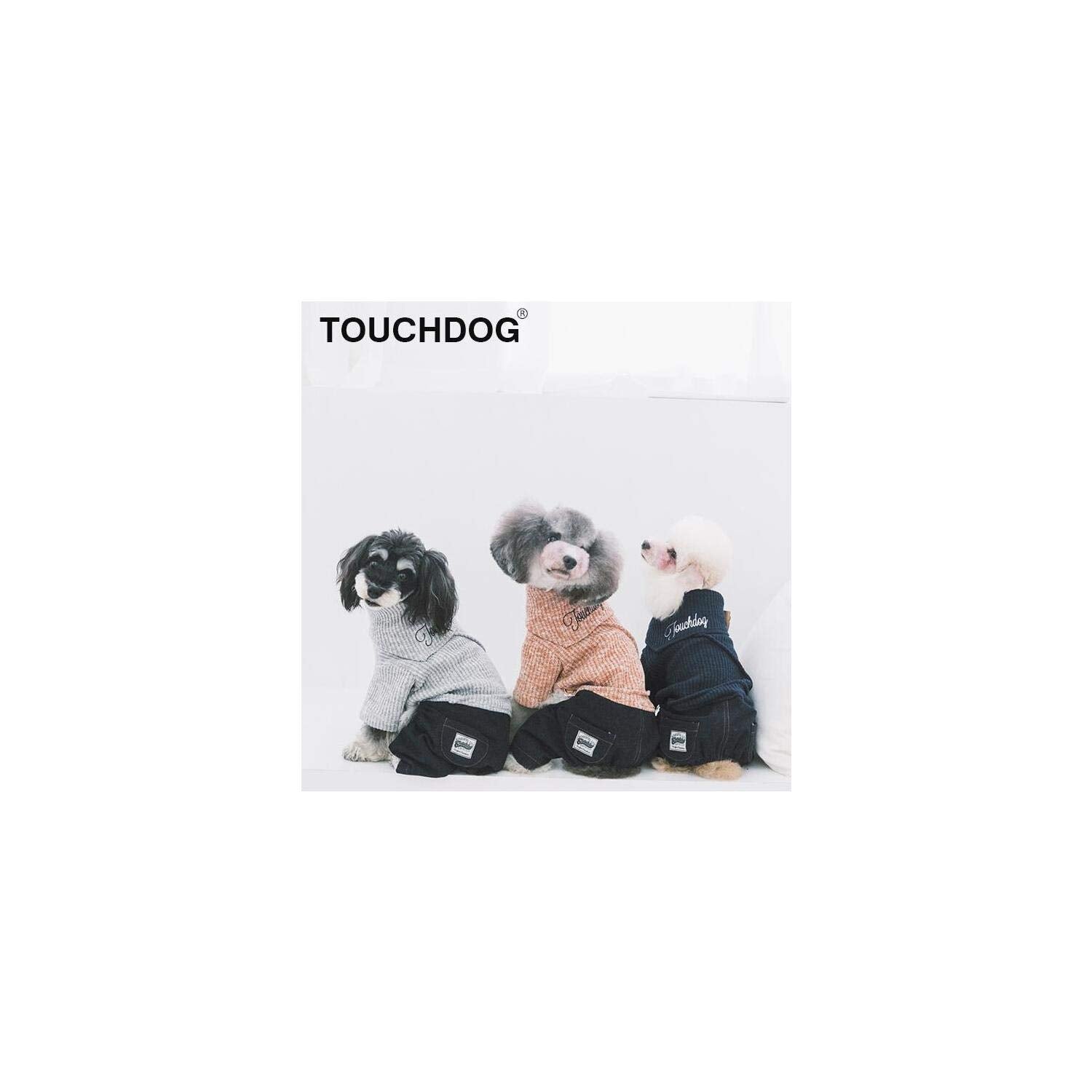 Touchdog Vogue Neck-Wrap Sweater and Denim Pant Outfit, Large, Peach