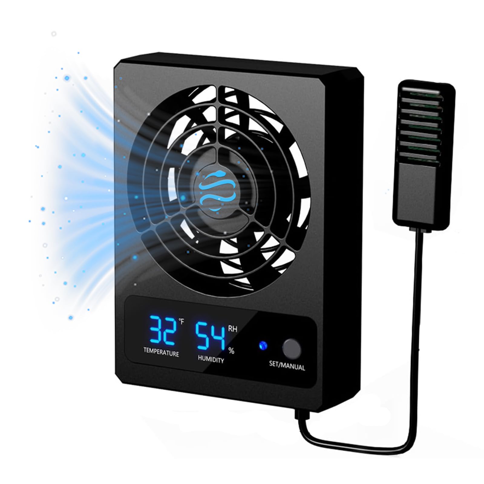 GxiaoAn Reptile Ventilation Fan with Humidity Control & High Temp Alarm, Smart Hygrometer for Bearded Dragon, Leopard Gecko, Sna