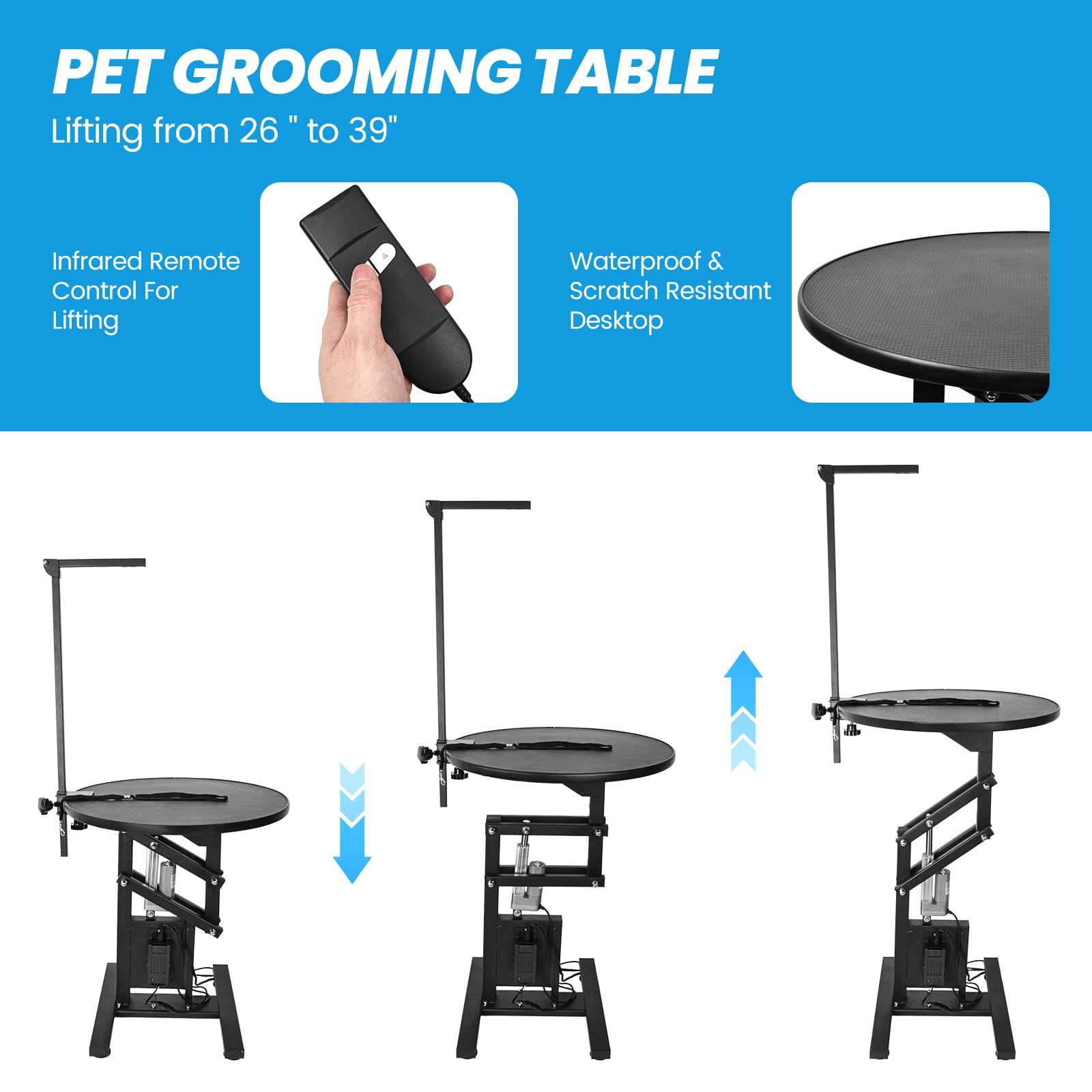 Shmqysy Electric Dog Grooming Table, Height Adjustable Pet Grooming Table For Small Dogs At Home, Professional Electric Lift Tab