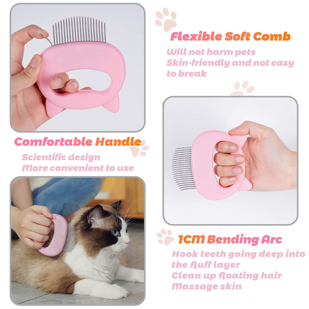 Cat Comb Pet Short & Long Hair Removal Massaging Shell Comb Soft Deshedding Brush Grooming And Shedding Matted Fur Remover Massa