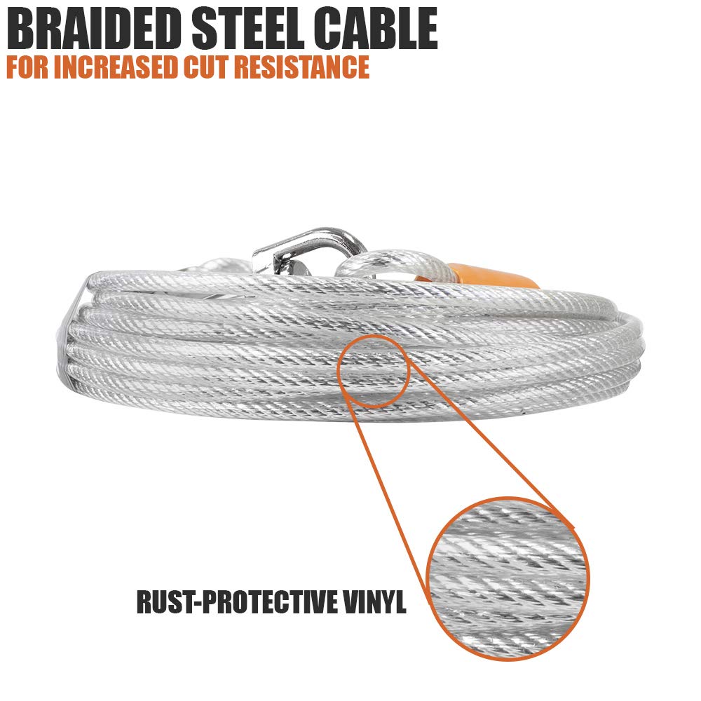 Bv Pet Reflective Tie Out Cable For Large Dog Up To 90 Pound, 25 Feet