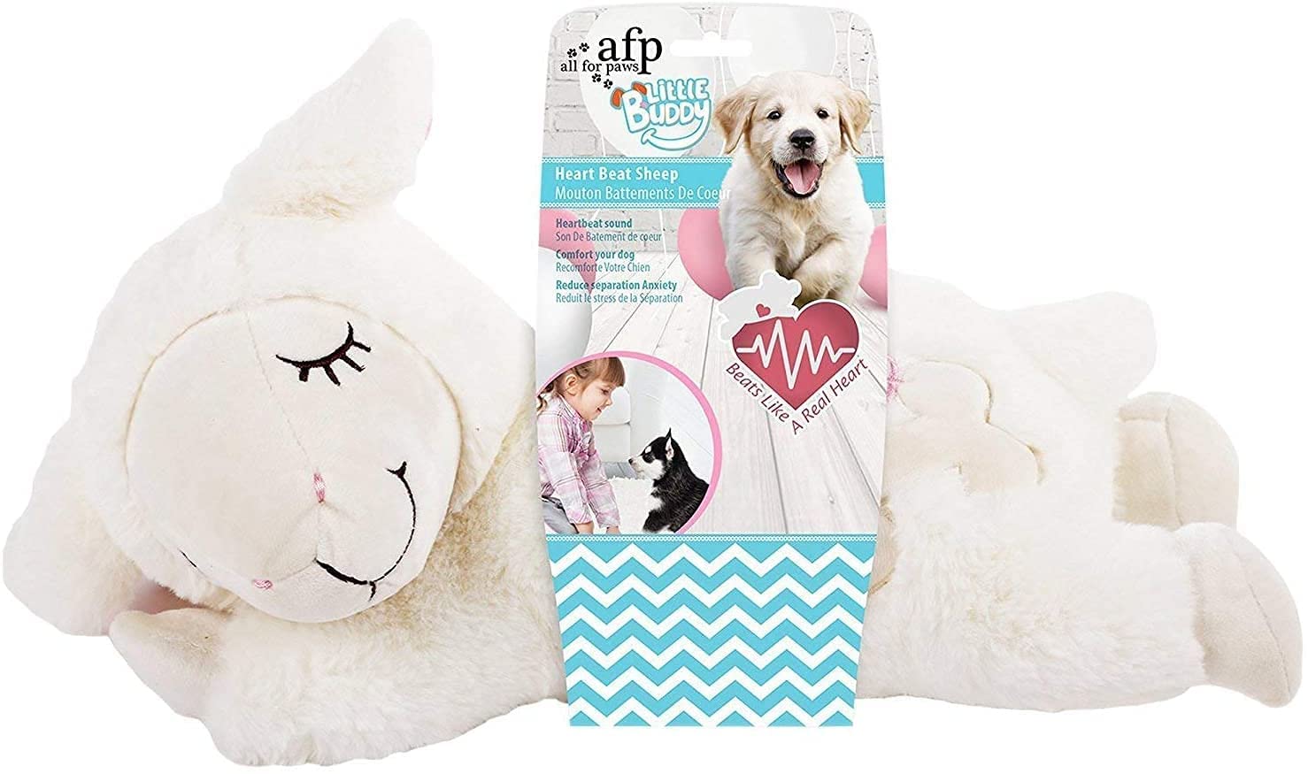 All For Paws Puppy Heartbeat Stuffed Animal Toy,Dog Anxiety Toys Soothing Dog Crate Snuggle Sleep Aid Plush Toys Comfort Toys