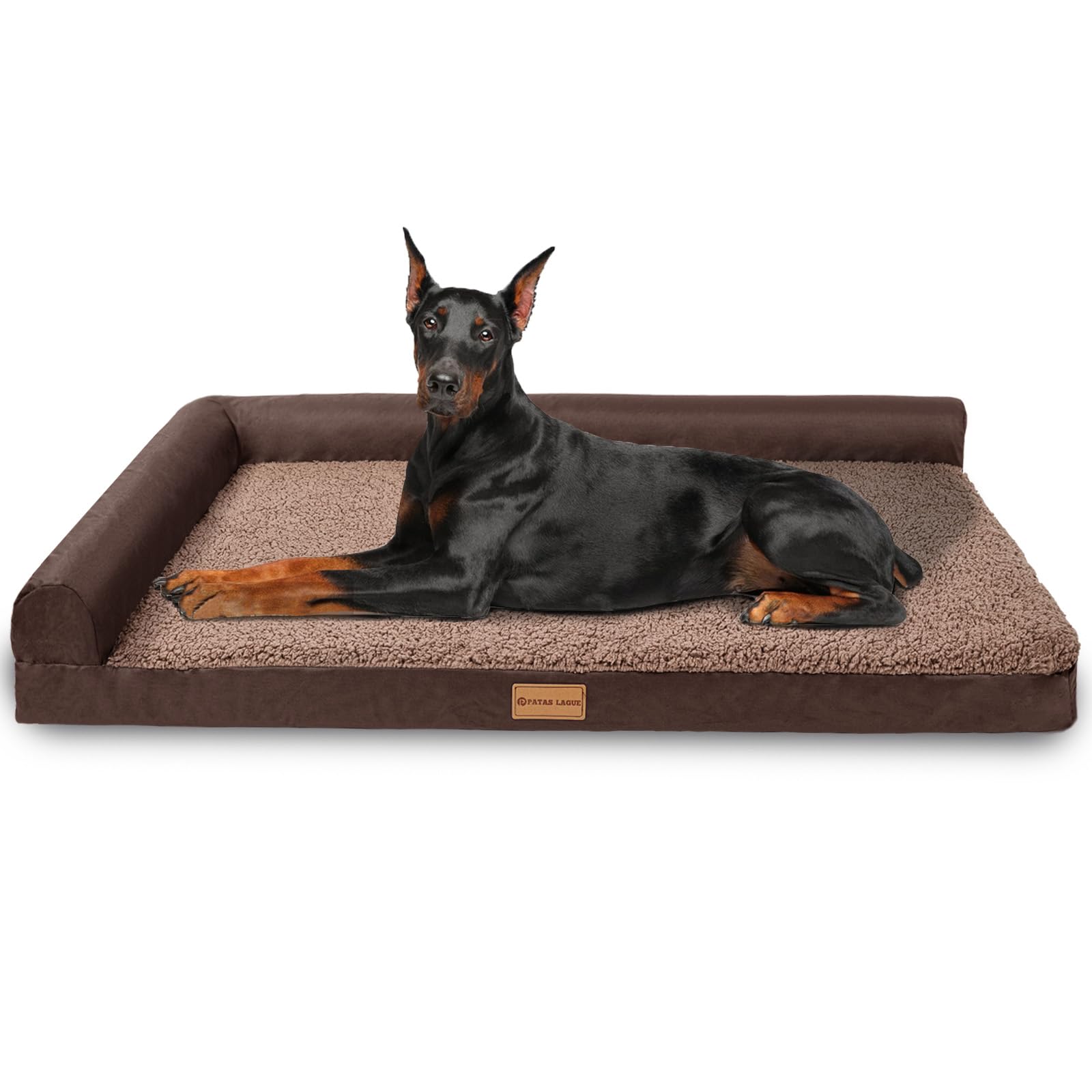 Patas Lague Orthopedic Jumbo Dog Bed For Extra Large Dogs 56''X40'', Waterproof L Shaped Jumbo Pet Sofa Beds With Removable Wash