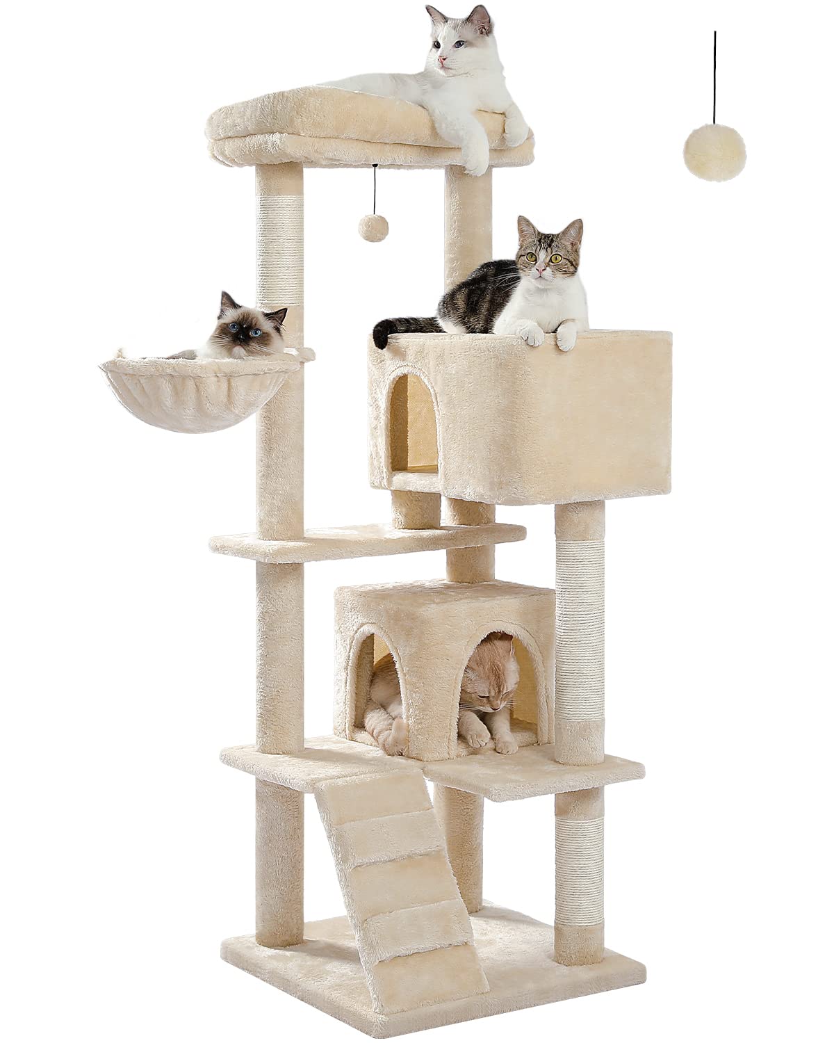 Muttros Cat Tree For Large Cats With Super Large Top Perch,56.2'' Multi-Level Tower For Indoor Cats With Hammock And Sleeping Ba