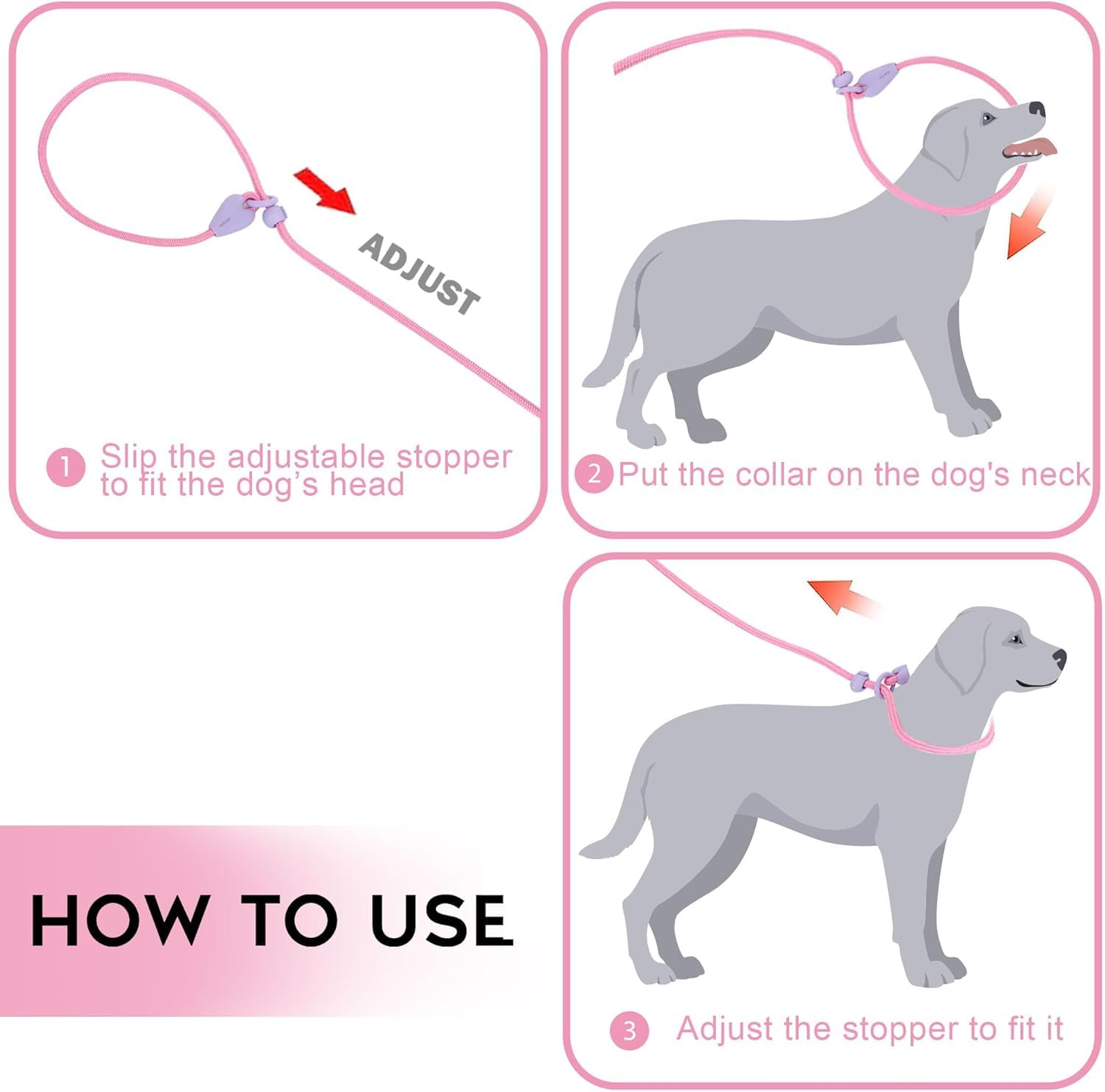 Slip Lead Dog Leash Slip Lead 5Ft Dog Training Leash 9 Color Slip Leads For Dogs Dog Leashes For Medium Dogs No Pull Dog Leash(P