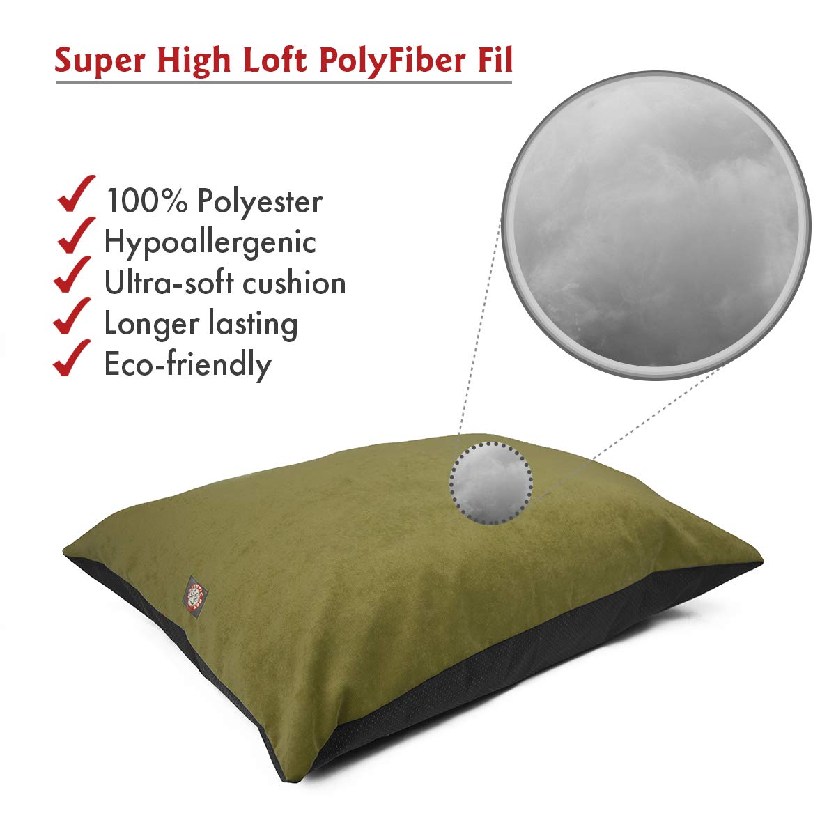 Majestic Pet Rectangle Large Dog Bed Washable, Non-Slip for Large Breeds 46 x 35 Inch Villa Fern