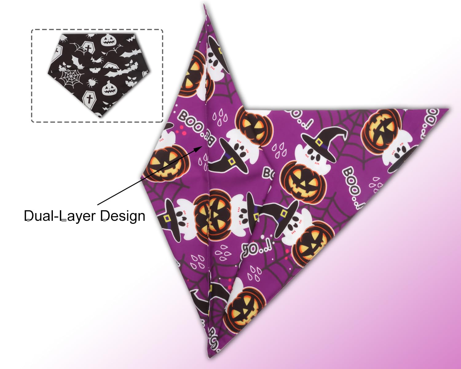 CozyHaus Halloween Dog Bandanas,Pumpkin and Cute Ghost Pet Scarf,Seasonal Outfit for Boy and Girl Dogs,Reversible Holiday Dog Co