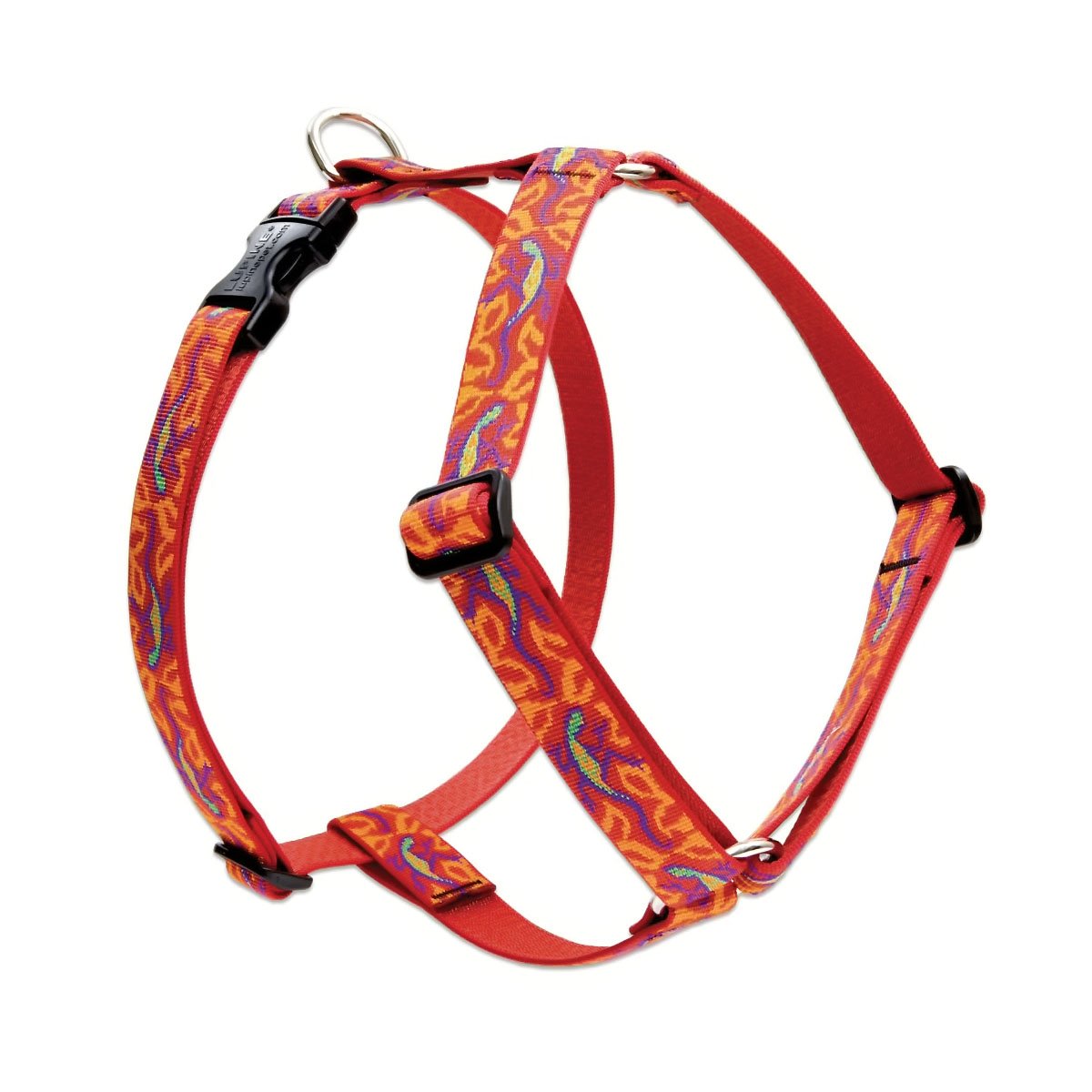 LupinePet Originals 1'' Go Go Gecko 20-32'' Adjustable Roman Dog Harness for Medium Dogs
