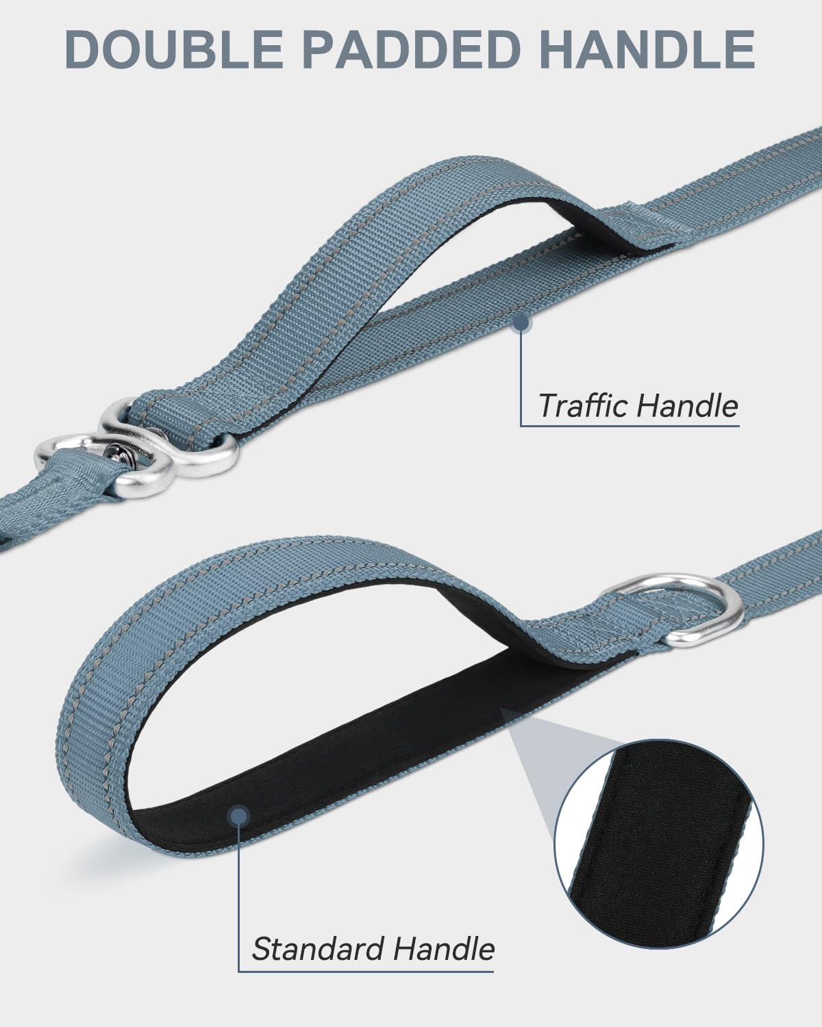 Joytale Tangle-Free Slip Leads For Dogs, 6 Ft Slip Leash With Padded Double Handle, Reflective Nylon Training Leash For Small Me