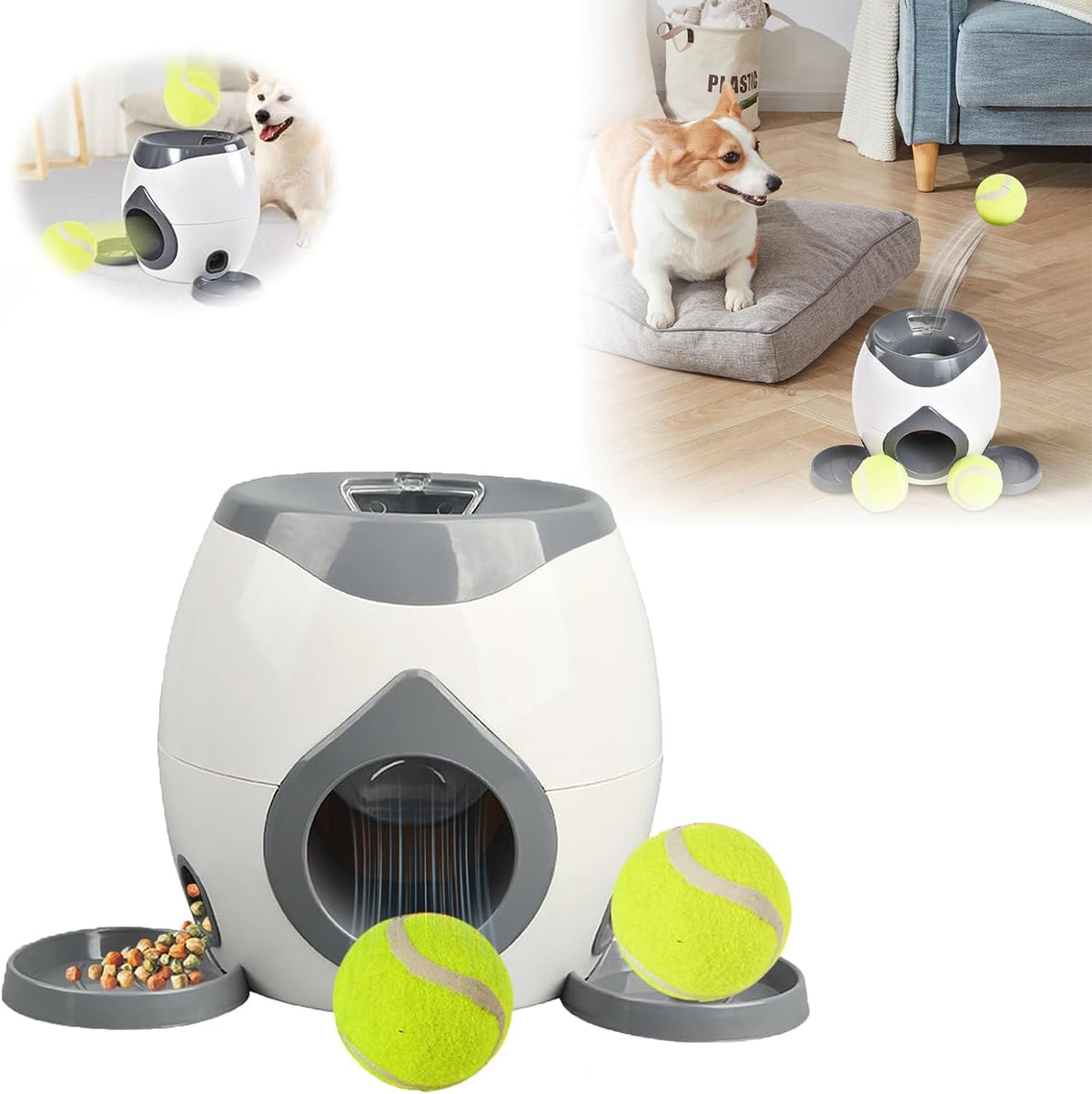Automatic Dog Ball Launcher, 2025 New Rechargeable Tennis Ball Throwing Machine, Upgrade Dog Tennis Balls Throwing Machine Dogs 