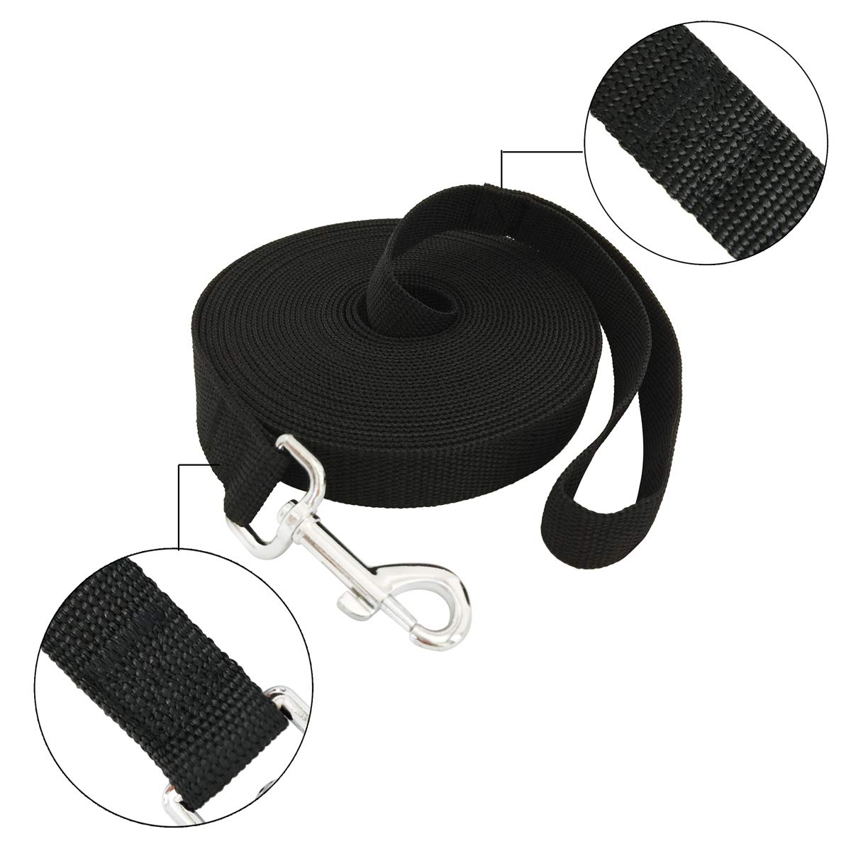 Salo Nylon Training Dog Leash For Small Medium Large Dogs, 1 Inch Wide, 20Ft 30Ft 40Ft 50Ft Long Leash Dog/Puppy Lead For Obedie