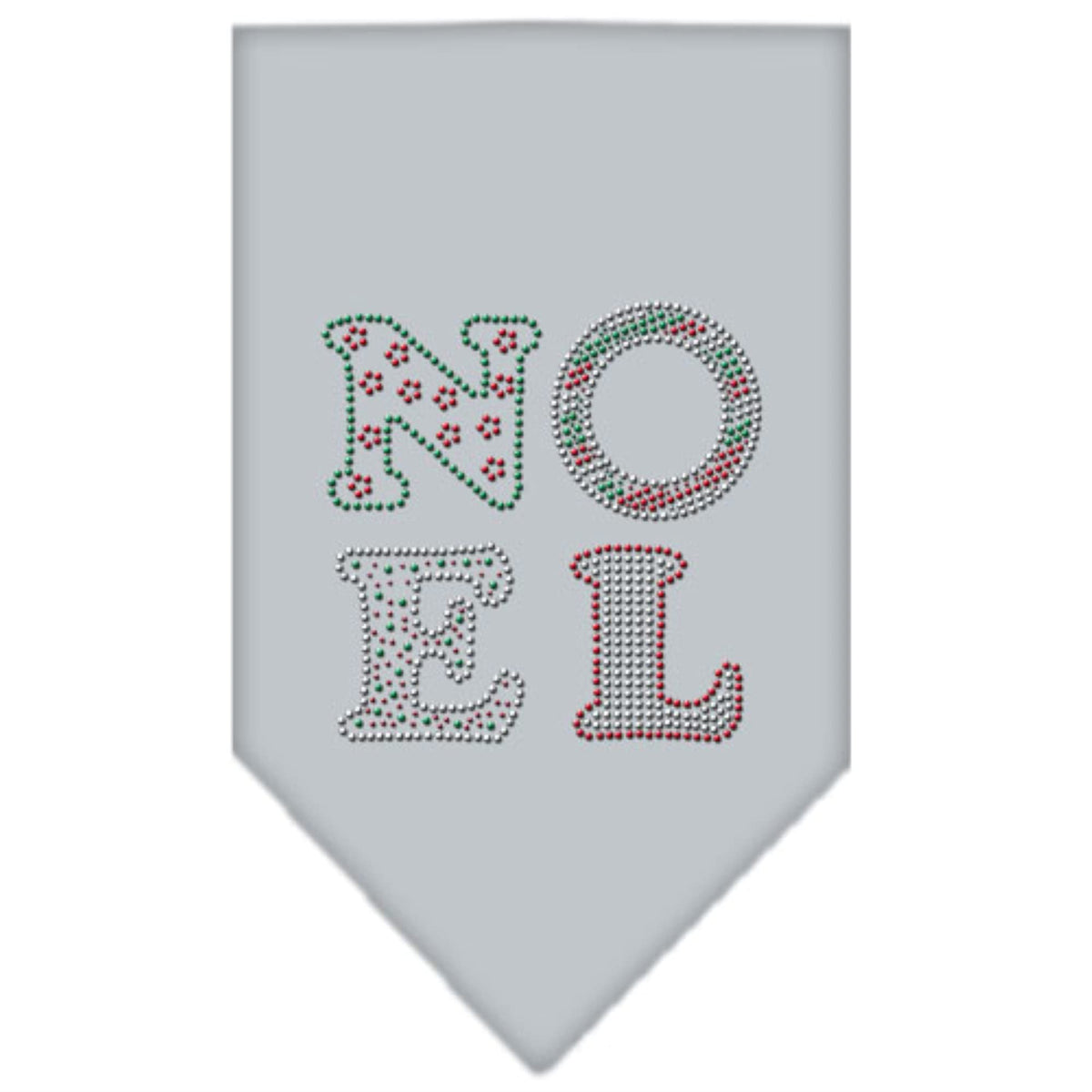 Christmas Pet and Dog Bandana Rhinestone, &quot;Noel&quot; Grey Small