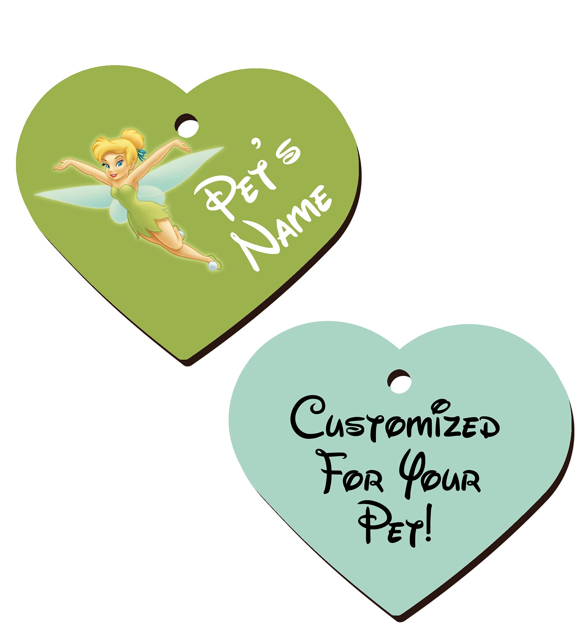 Udesignusa Double Sided Pet Id Tags For Dogs & Cats Personalized For Your Pet (Tinkerbell, Heart Shaped)