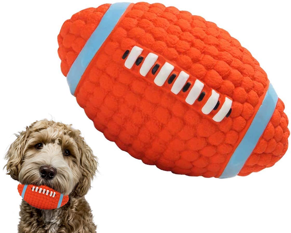 RvPaws Dog Latex Squeaky Rugby Ball Toy for All Types of Dogs, Cats & Puppies(Medium)