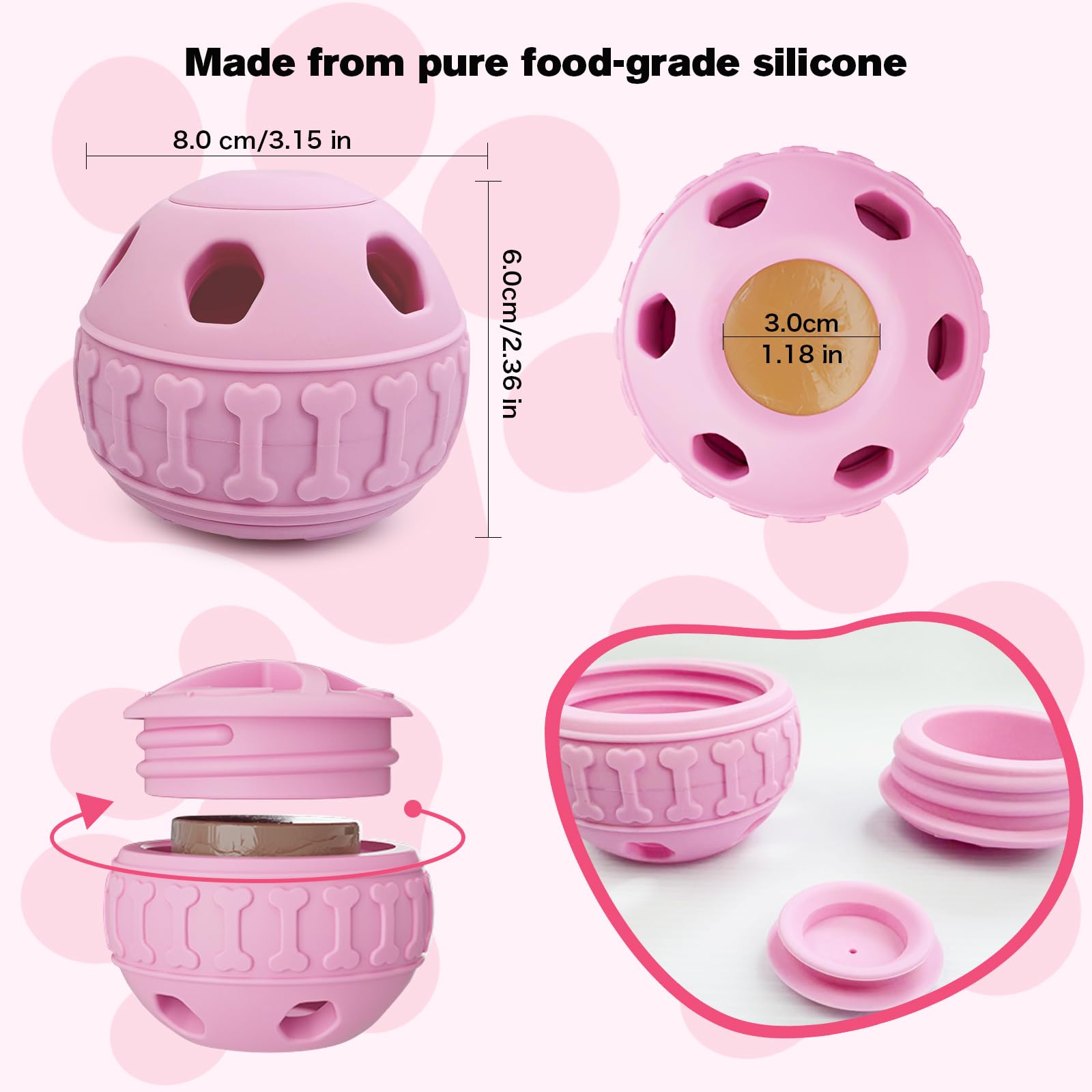 Korfrad Interactive Dog Licking Toy - Freezable Fillable, Slow Feeding Puzzle Ball, Relieves Boredom and Stimulates Intelligence