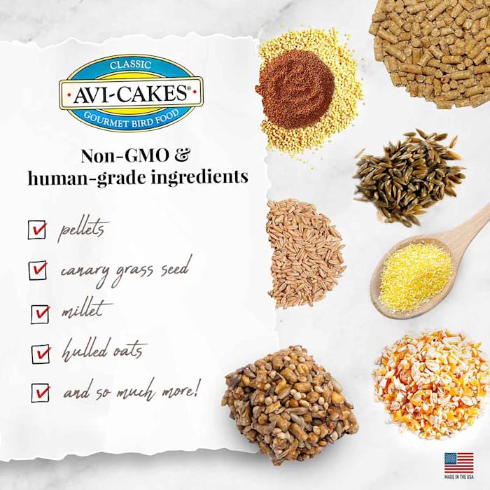 LAFEBERS Classic Avi-Cakes Pet Bird Food, Made with Non-GMO and Human-Grade Ingredients, for Parrots, 12 oz